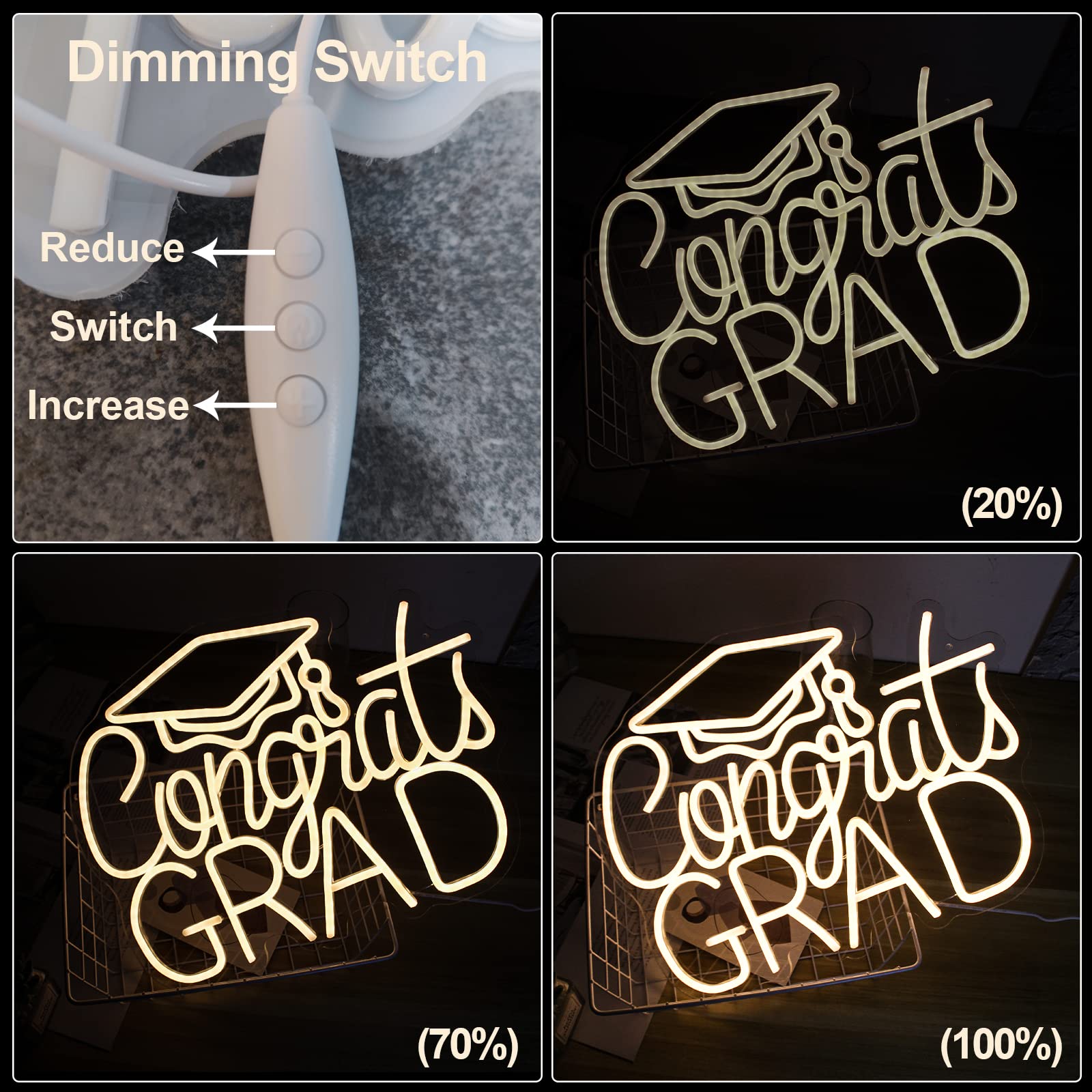 Jesalah Neon Sign for Graduation Party - Warm White LED Acrylic Letters Wall Decor