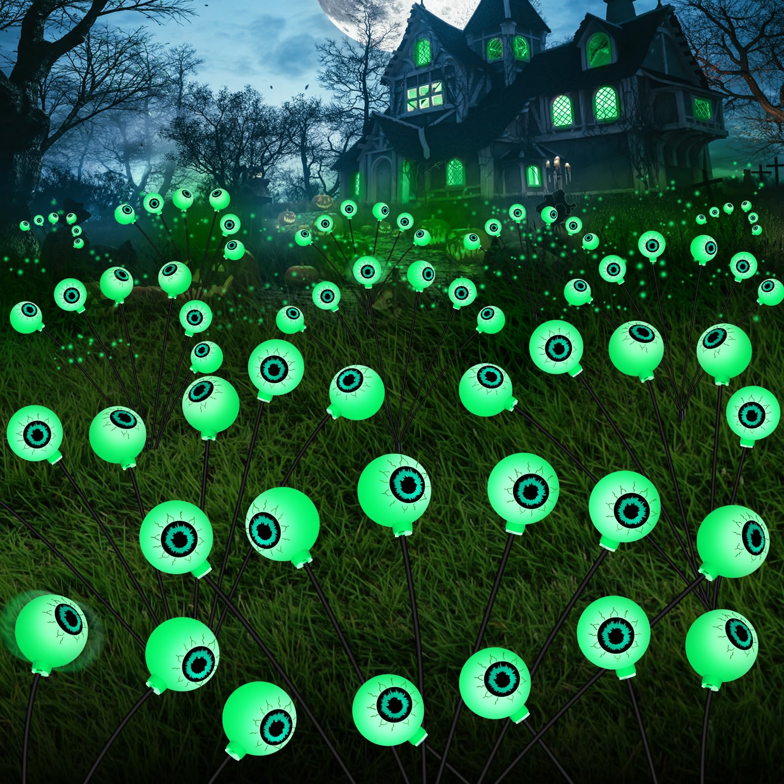 Springflower Halloween Decorations Outdoor, 2 Pack Scary Eyeball Lights For Outdoor Yard,Lawn,Garden,Pathway,Party Decor,12 Led