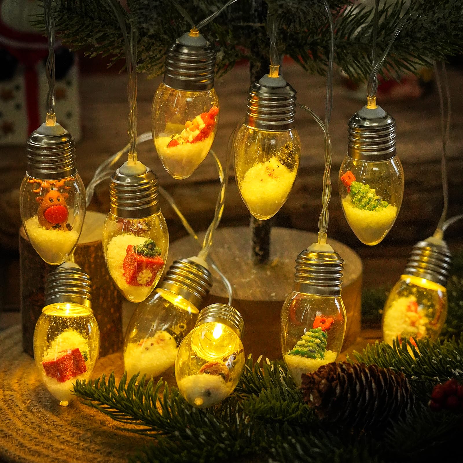 HFXXAD Christmas Snow Globe String Lights Indoor Decorations