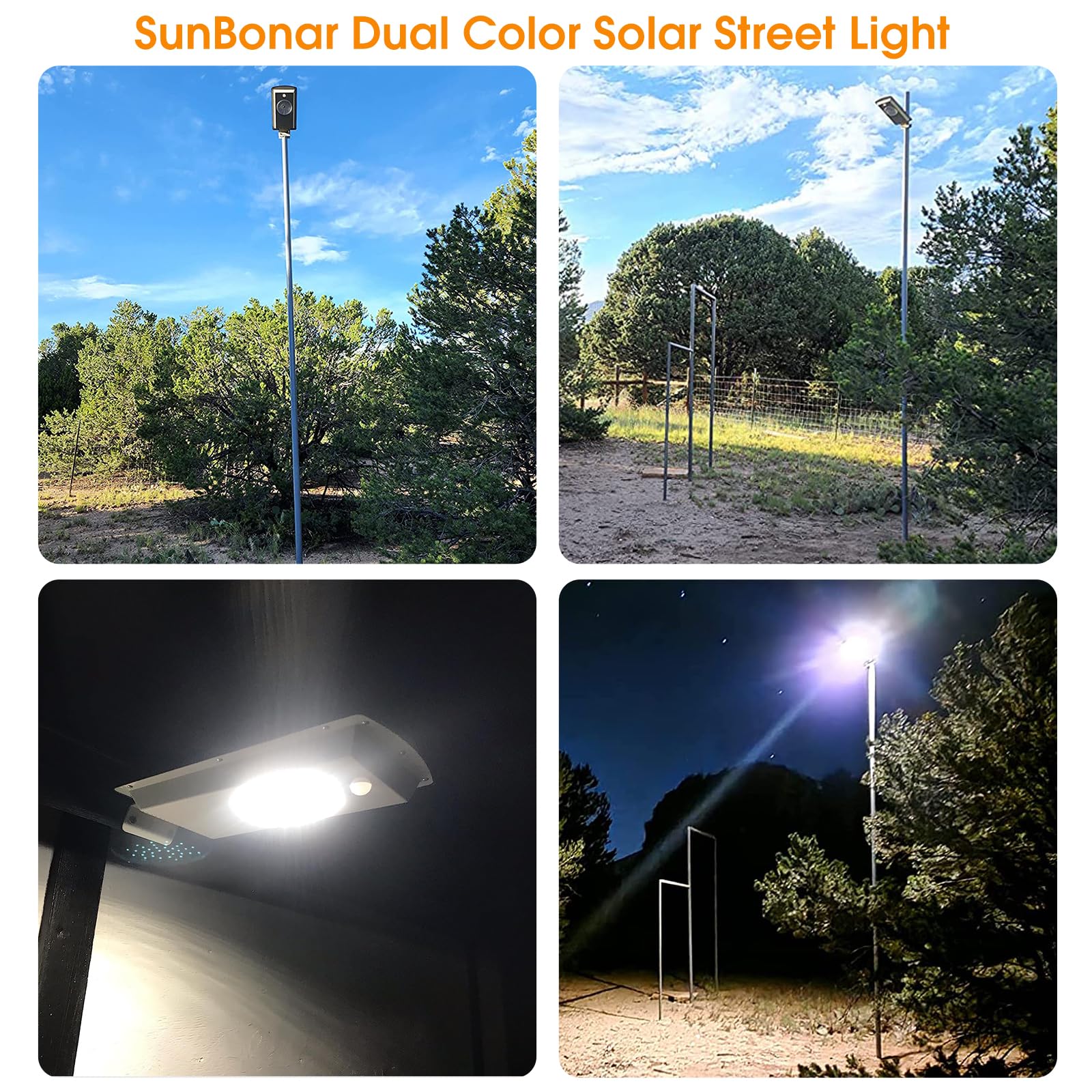 Sunbonar Solar Street Lights With Motion Sensor, Dimmable Cool & Warm White, Remote Control