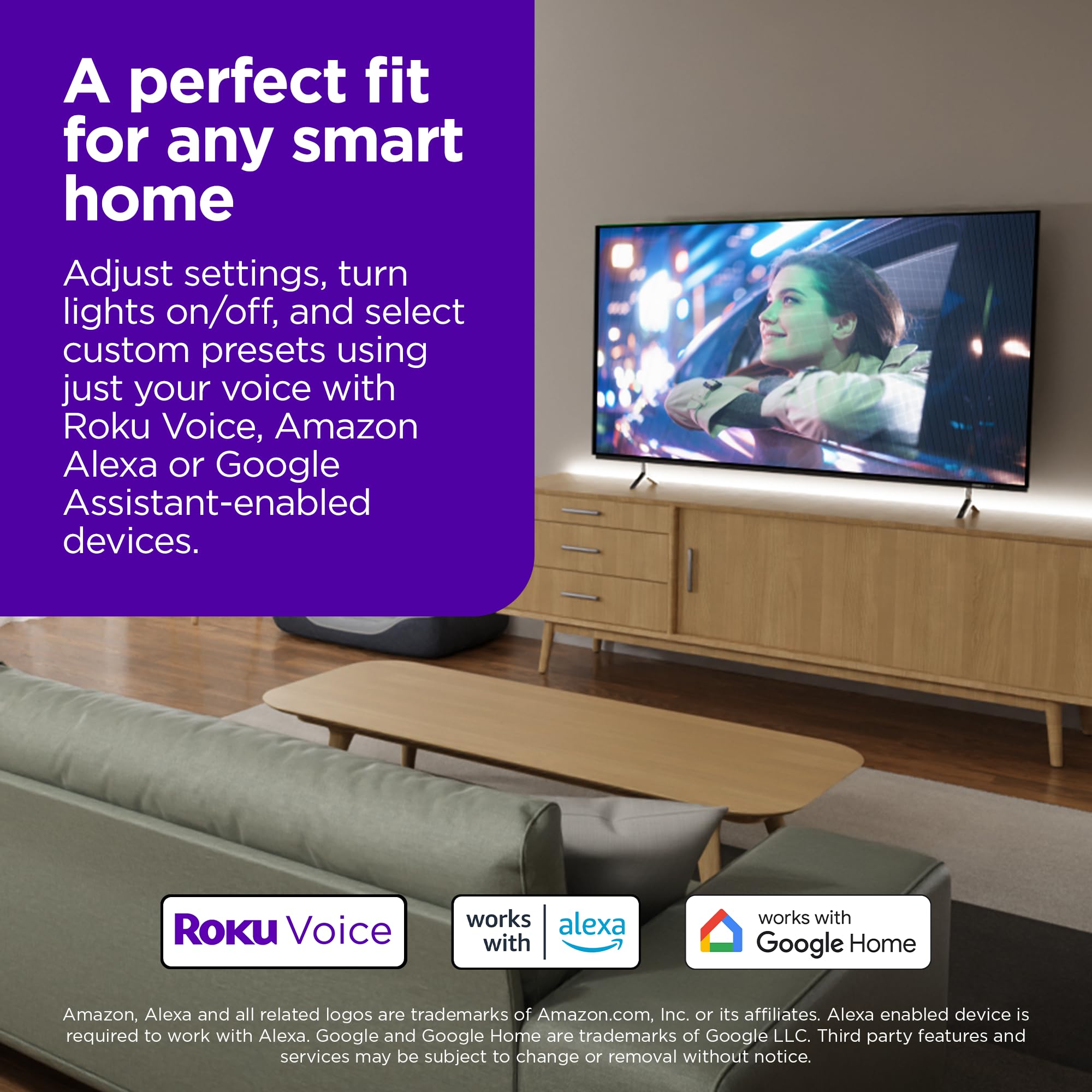 Roku Smart Led Light Strip, 32.8Ft - Color Options With Adjustable Brightness & Temperature - Peel & Stick Wifi Smart Strip Lights Works Voice, Alexa & Google Assistant - Smart Home Products