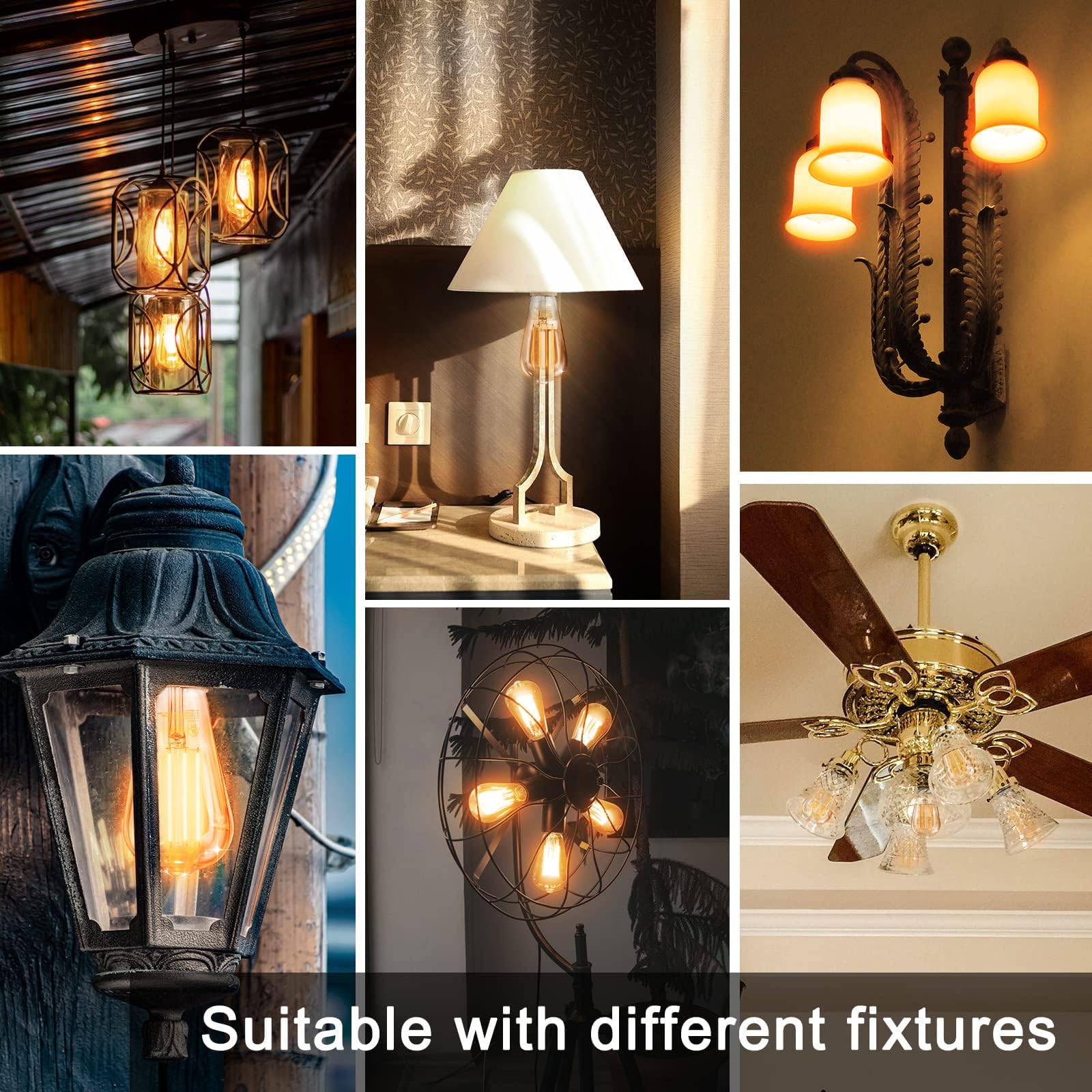 TJOY 12 Pack Vintage 8W ST58 LED Edison Bulbs, 2200K Soft White, Dimmable, E26 Base, 800 Lumens, Antique Glass Style