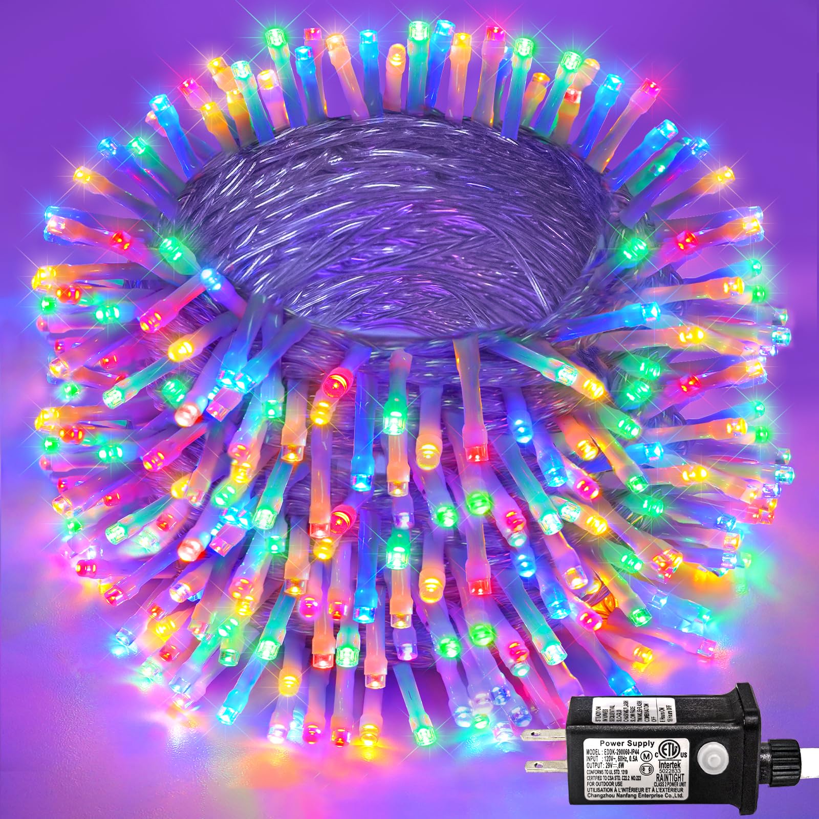 Christmas Lights Indoor Outdoor, 132ft 400 LED Christmas String Lights Indoor 8 Modes Clear Wire, Plug in Waterproof Twinkle Fai