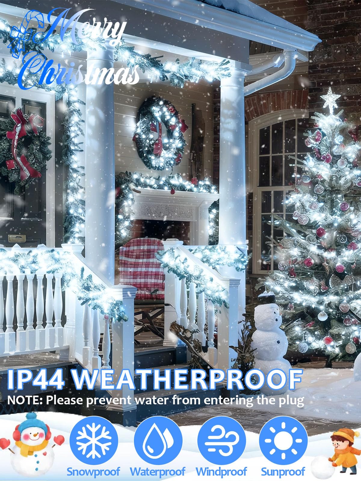 Voice Controlled Smart Christmas Lights Outdoor  75.8Ft 200 Led Extendable String Lights With 7 Voice Commands  12 Modes & Timer  Waterproof Christmas Decorations For Party Tree Garden (Cool White)