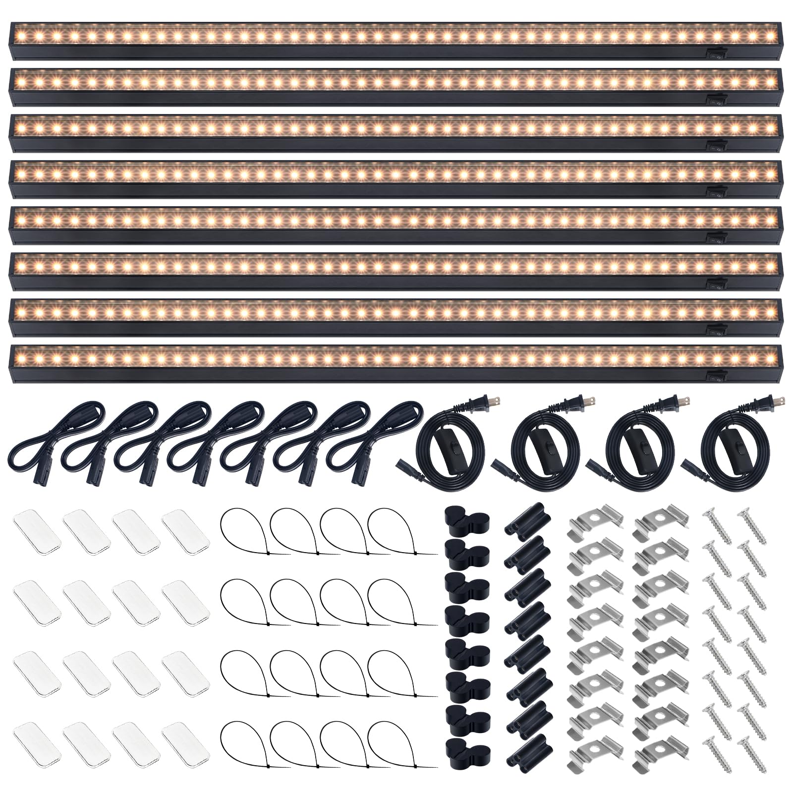 Barrina T5 Plant Grow Lights 80W Full Spectrum LED Strips 2FT Black Cover Yellow 8 Packs Model NF10