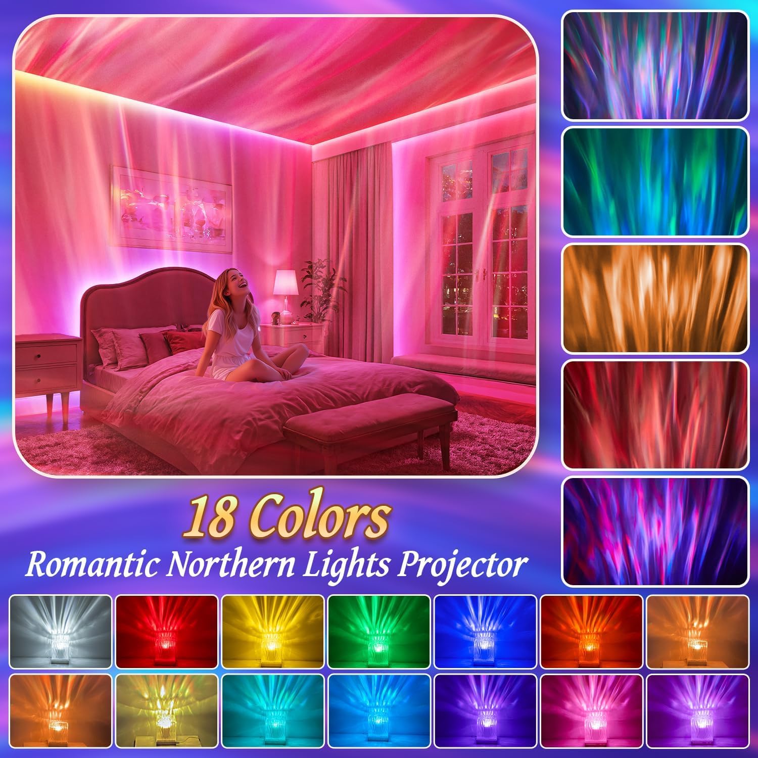 Mubarek Crystal Lamp Night Light Projector, RGB Multi-Color, Bluetooth, Remote Dimmable, Model WH-E22, Acrylic, Music Color