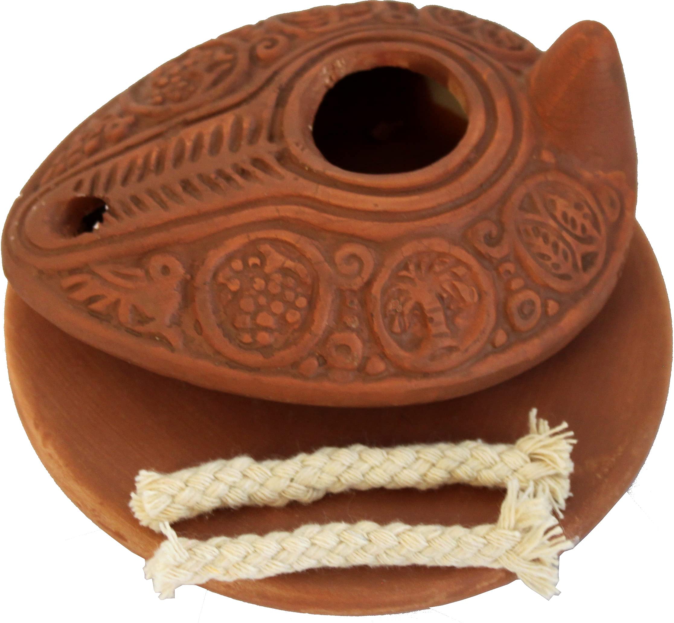 Holy Land Market Herodian Ancient Biblical Oil Lamp Replica - Byzantine II / Plate - Clay Material - Model B0048LX7O8