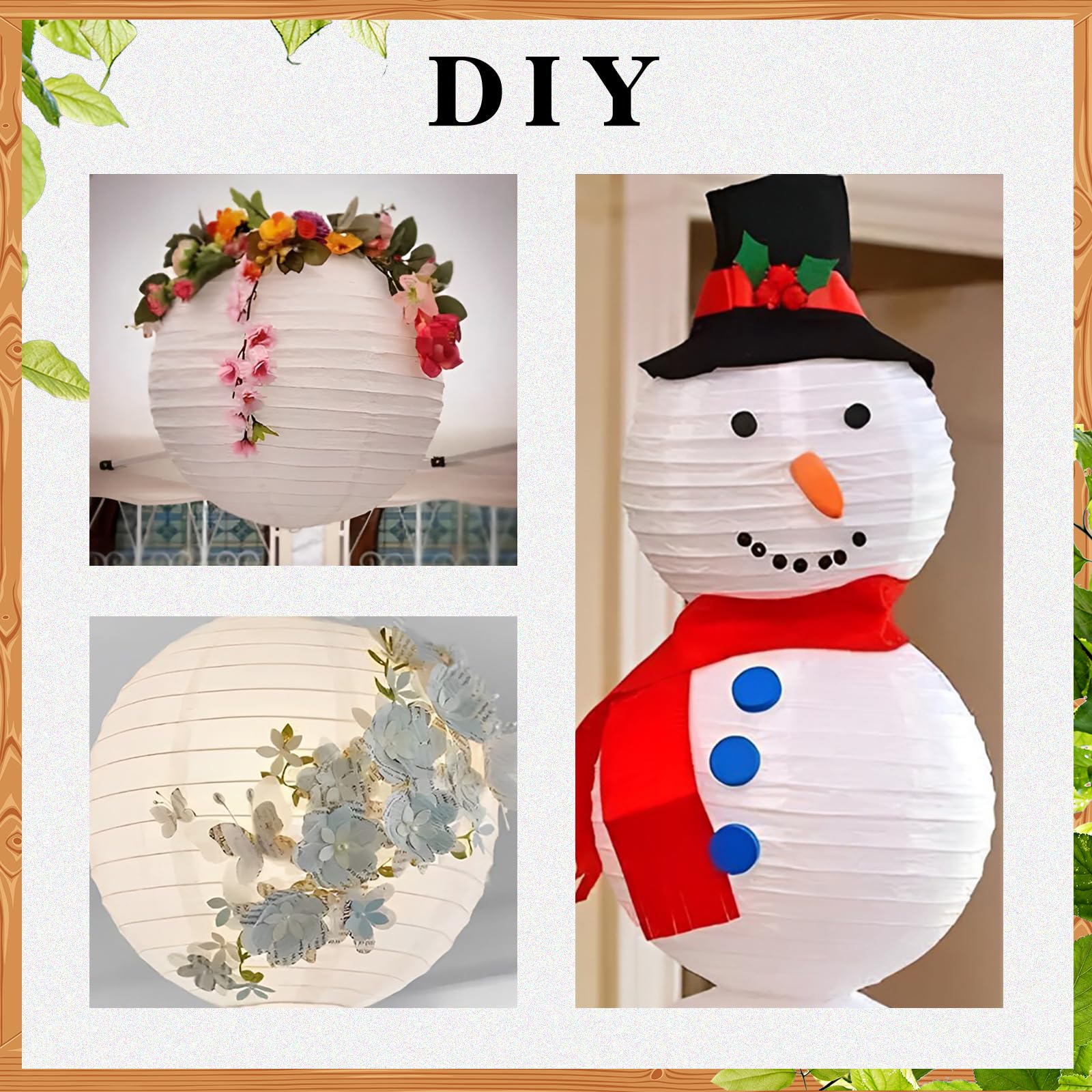 Peywot 10Pcs Round Paper Lanterns for Home Decor, Wedding, Party - 16 Inch, White, Model DL-B10-16in