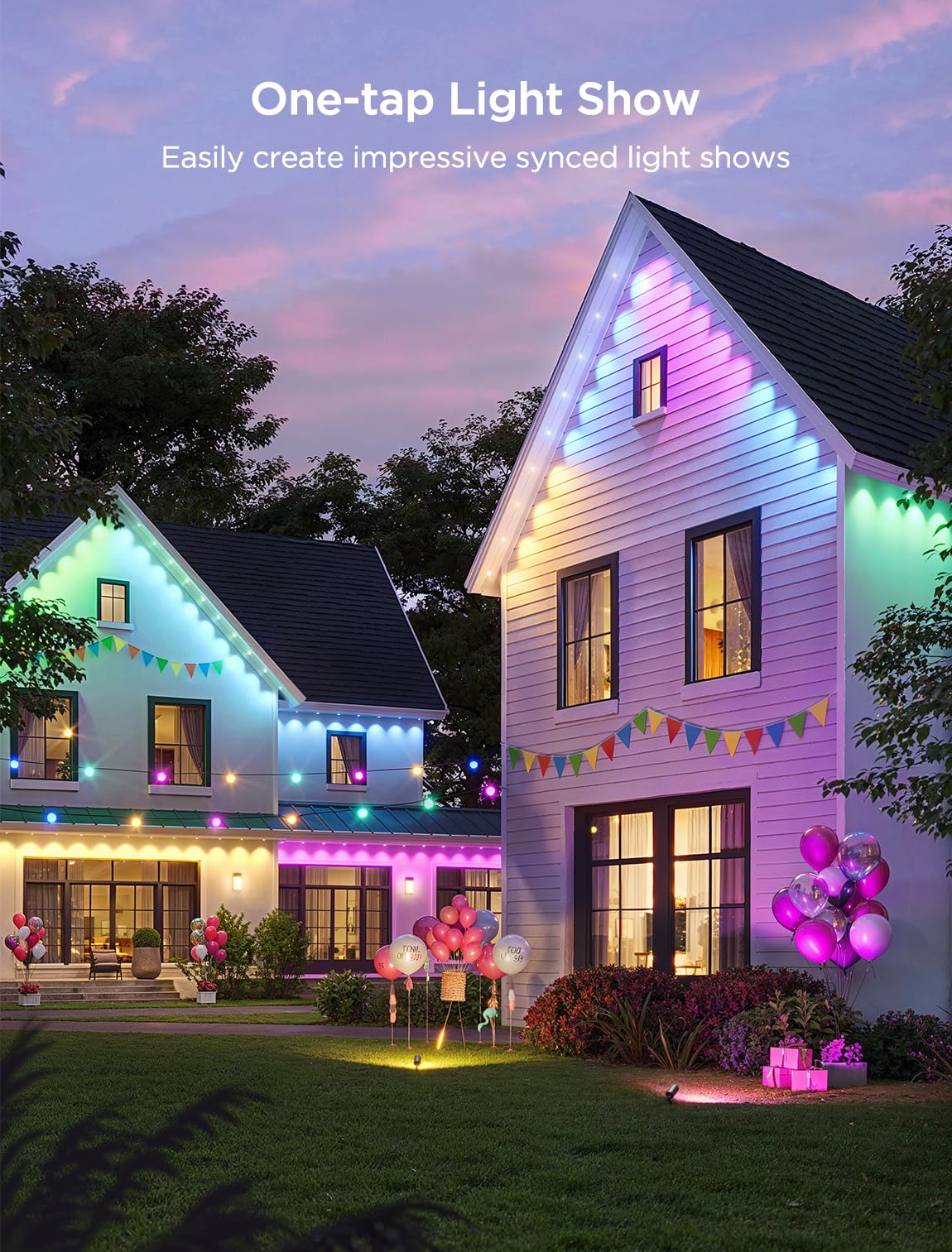 Govee Permanent Outdoor Lights 2 100Ft, 4.9  6.6Ft Curtain Lights, 96Ft String Lights, Work With Alexa, Google Assistant, Ip65 W