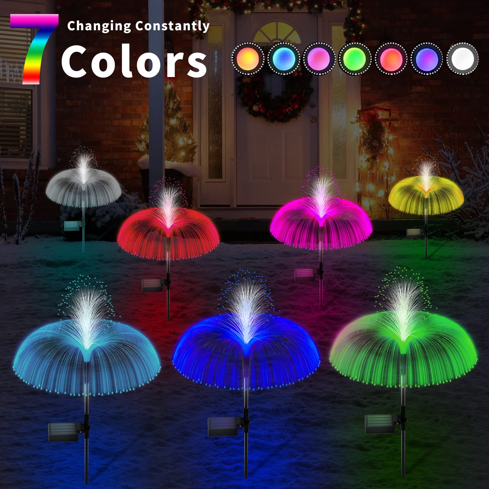 Rwnxkarn Solar Garden Lights - Waterproof Color Changing Flower Decor For Patio & Landscape, 3 Pcs
