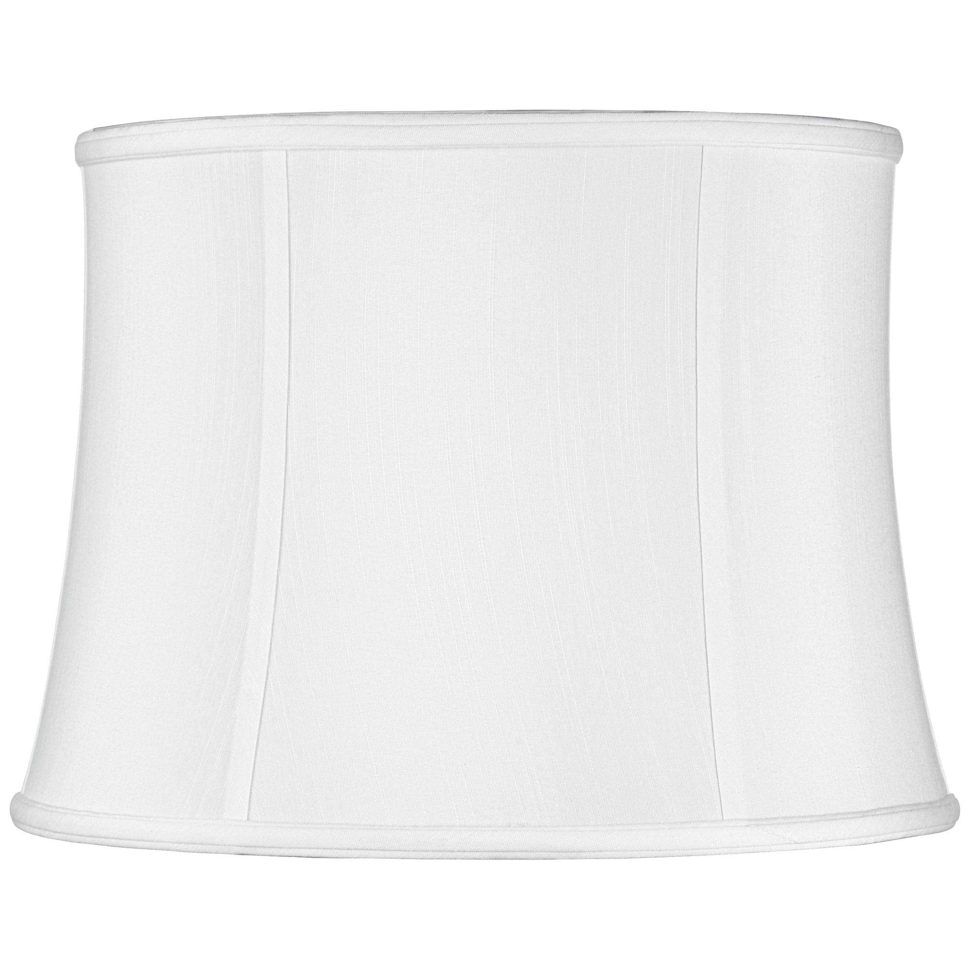 Imperial Collection White Medium Drum Lamp Shade 14'' Top x 16'' Bottom x 12'' Slant (Spider) Replacement with Harp and Finial -
