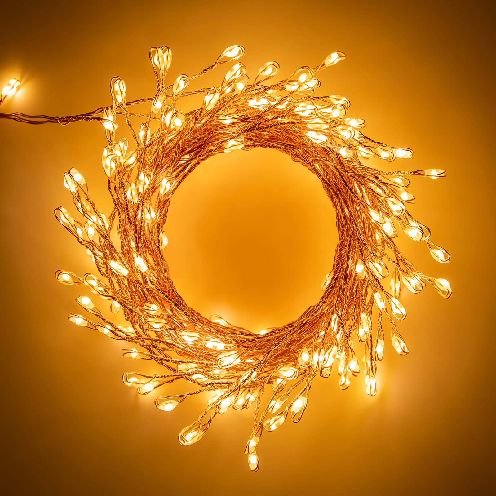 Minetom Cluster Fairy Lights, 10Feet 200LED Waterproof Copper Wire, Warm White with Remote, Model JT-EL/FC045V1000