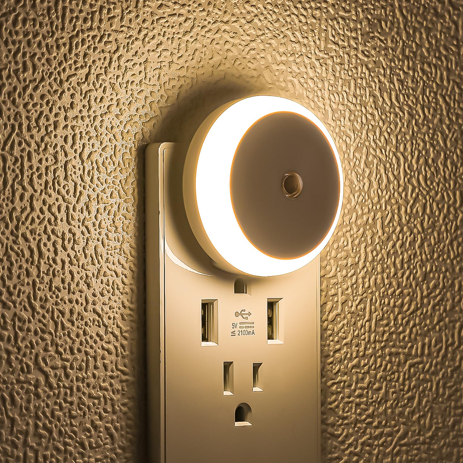 myCozyLite LED Night Lights Plug into Wall, 2 Pack, Warm Hue, Plug in Night Light, Dusk to Dawn Sensor, Automatic Dimming, Night