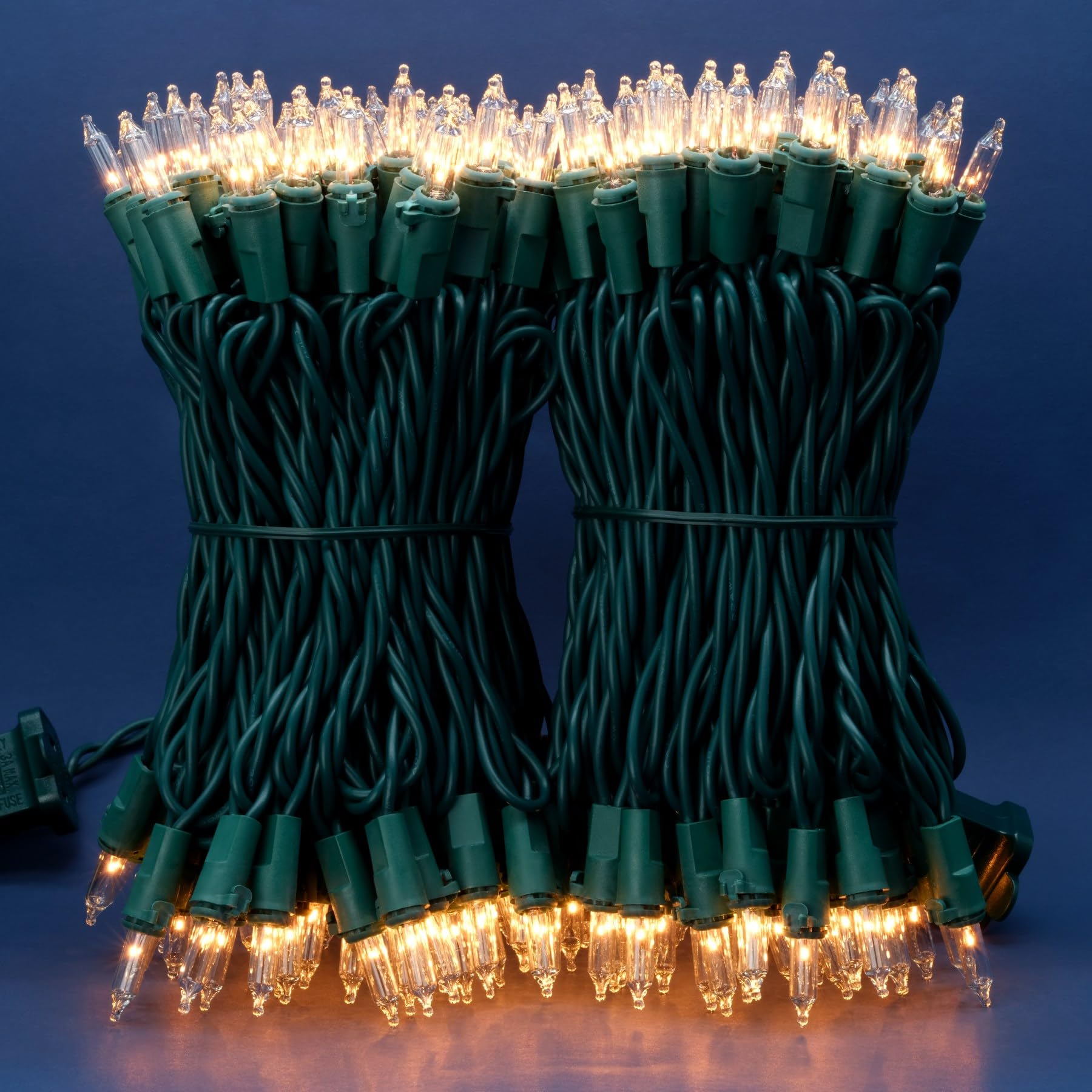 SWEET SHINE Clear Christmas Lights, 200 Count, 2 Strands of 100 Count, 33 ft Green Wire, UL Listed, Copper Wire & Glass Bulbs