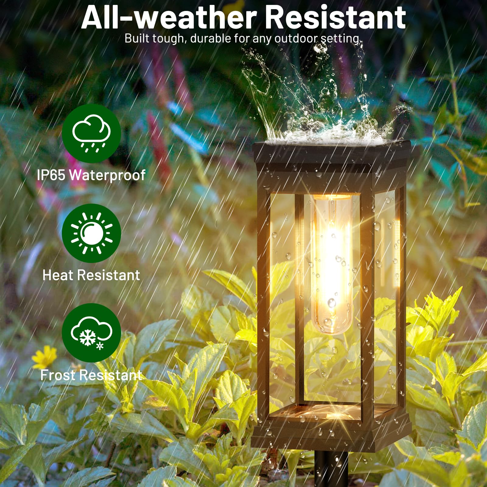 Beslowe ?Upgraded? Solar Pathway Lights Outdoor, 6-Pack Large Led Solar Light Outdoor Waterproof, Super Bright Outside Lights Fo