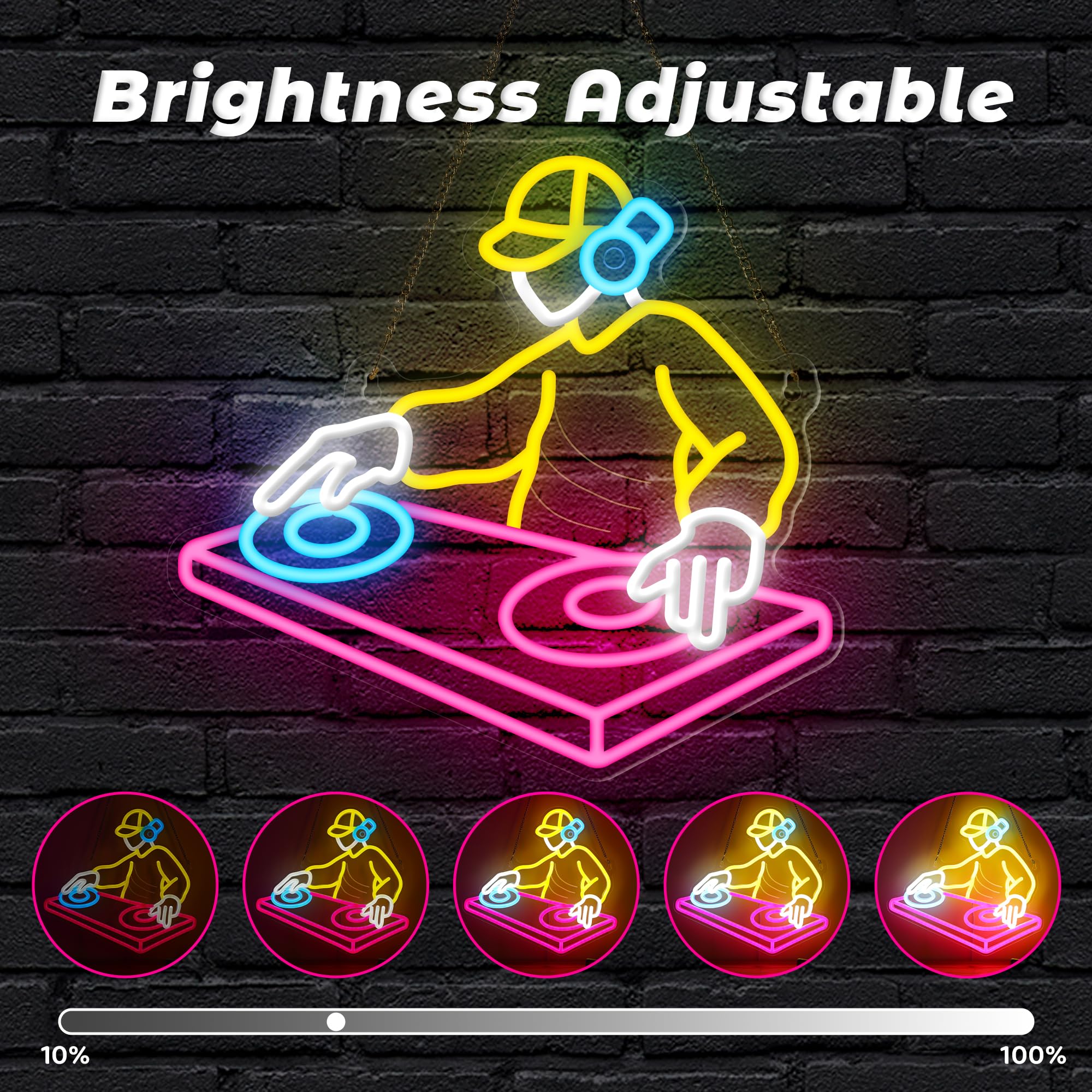 Coolgift Mart Dj Player Neon Sign  Dimmable Led Dj Room Decor Light With Usb Powered  Decorations For Bedroom Man Cave Bar Club  Gift For Dj And Heavy Metal Music Lovers