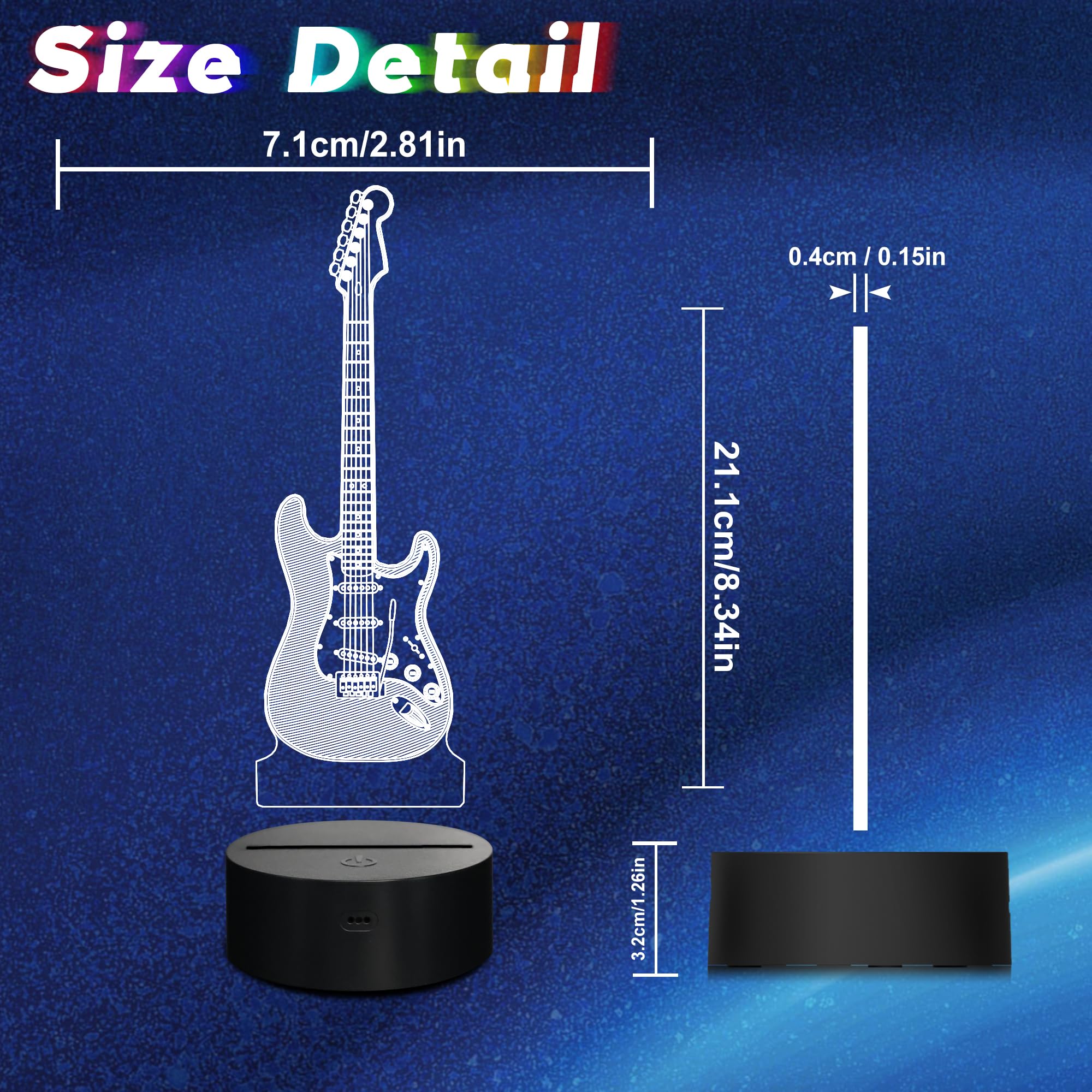 CoolGift Mart Electric Guitar Night Light, 3D LED Optical Illusion Lamp with Remote Control and Timer, Gifts for Guitar Players