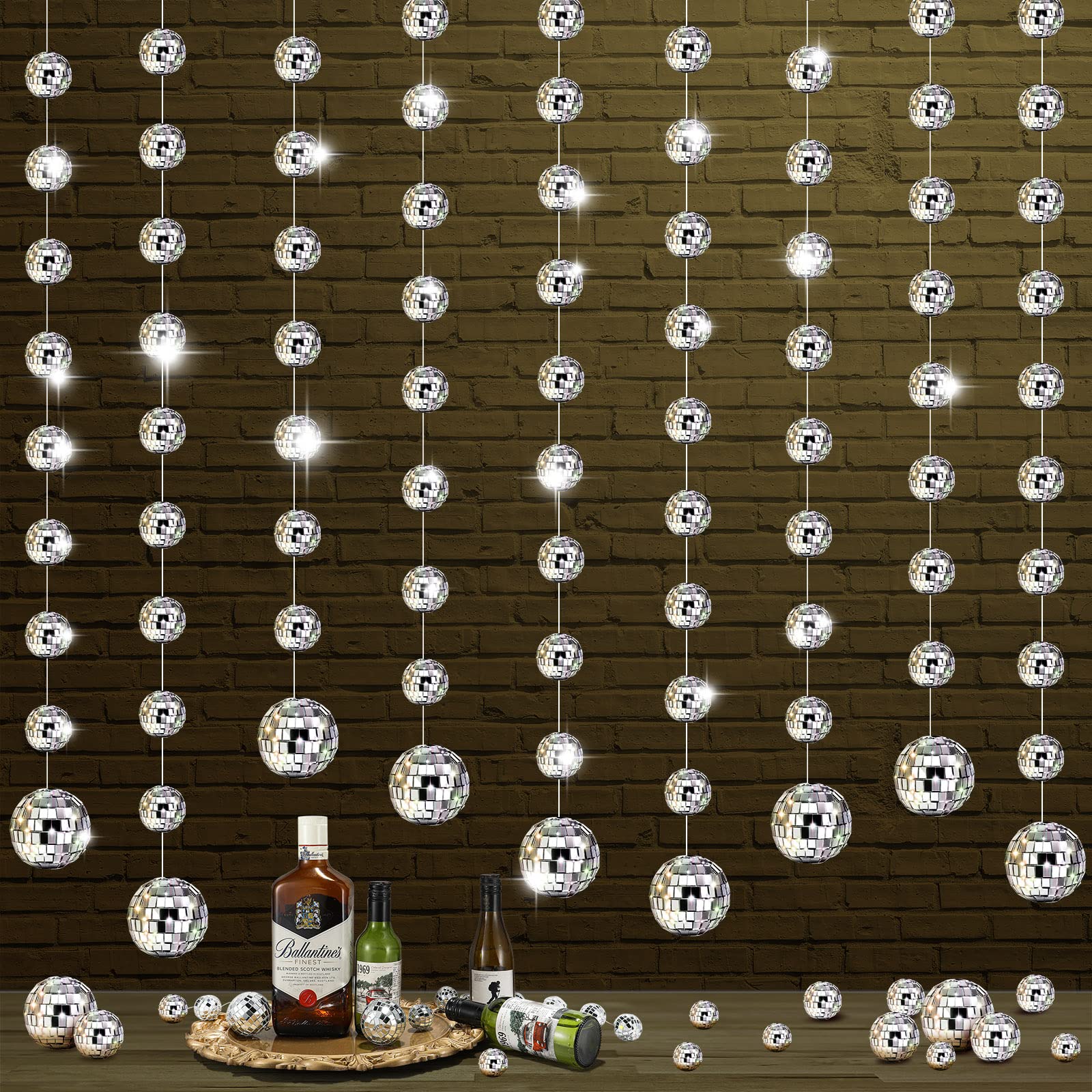 Sumind Disco Ball Ornaments, 8 Packs, Mini 1 & 2 Inch Reflective Mirror Balls, Silver, for Party Decorations and Events