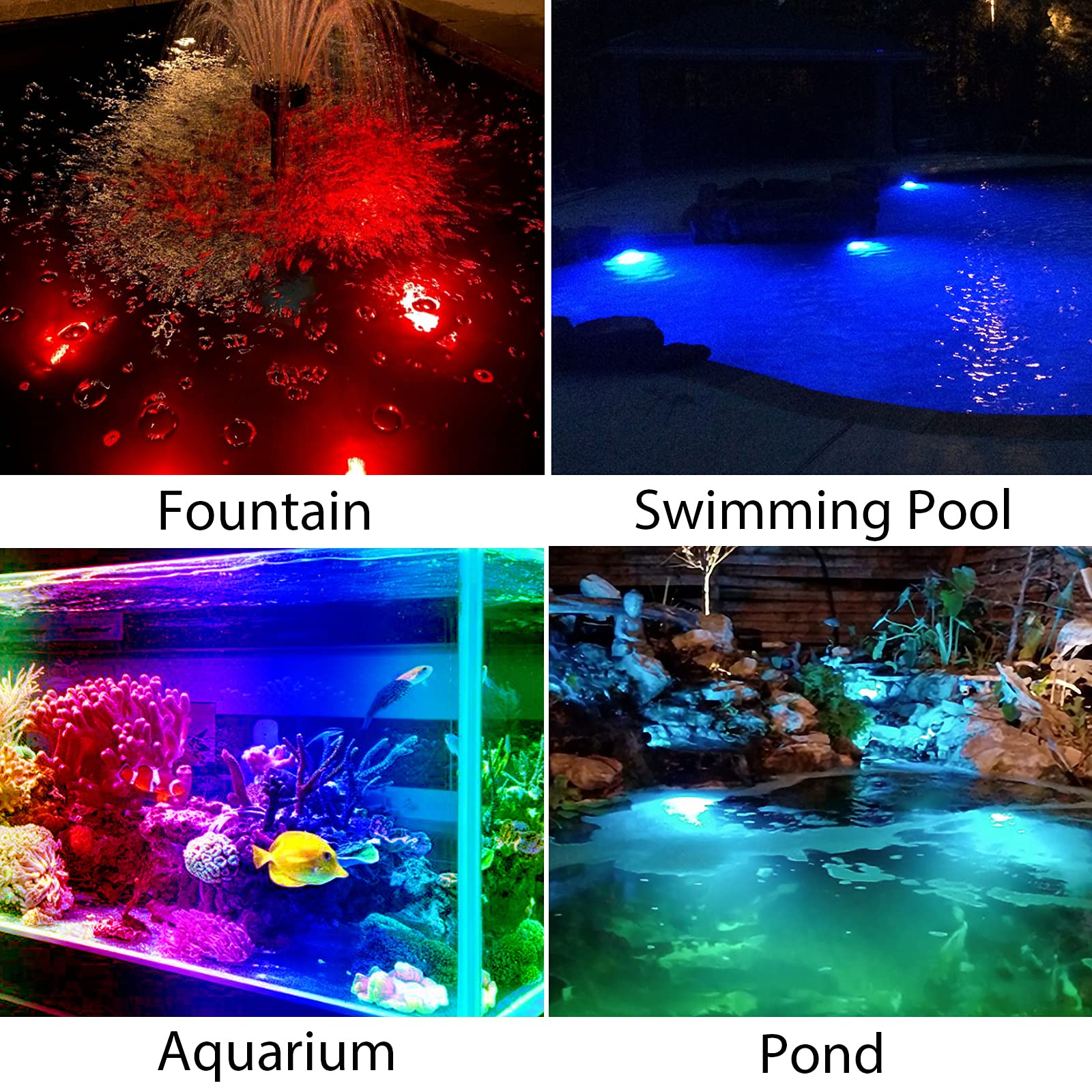 Crepow 18 Led Solar Pond Lights, Rgb Color Changing Ip68 Waterproof Submersible Spotlights