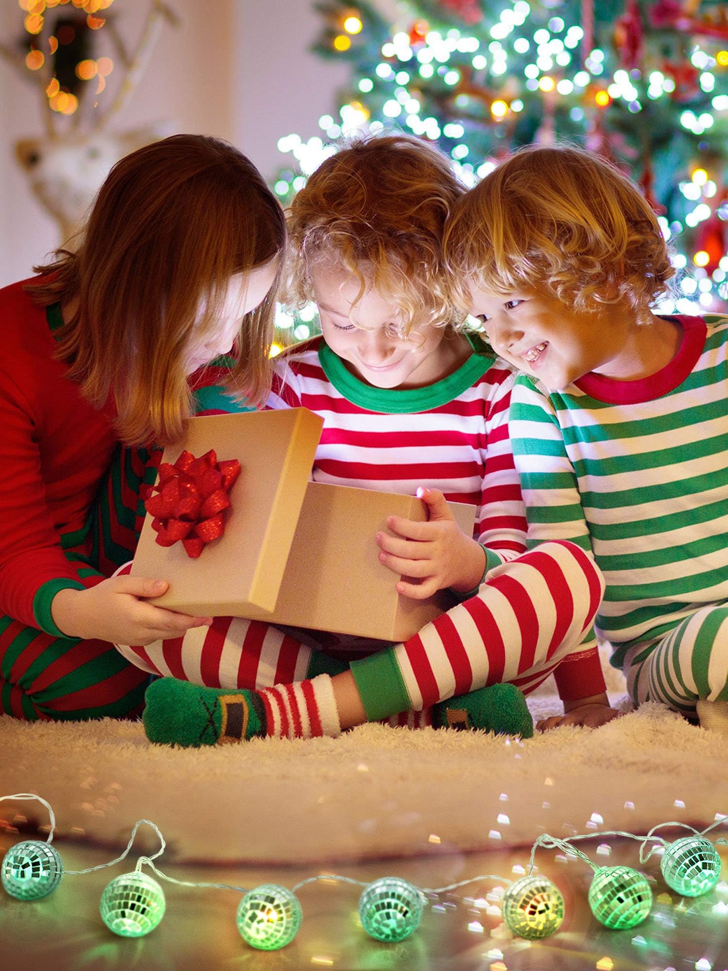 Bbto 10 Pcs Led Disco Ball String Light Battery Powered Mirror Ball Ornaments 70S 80S 90S Disco Party Supplies(Multi Color,1.57