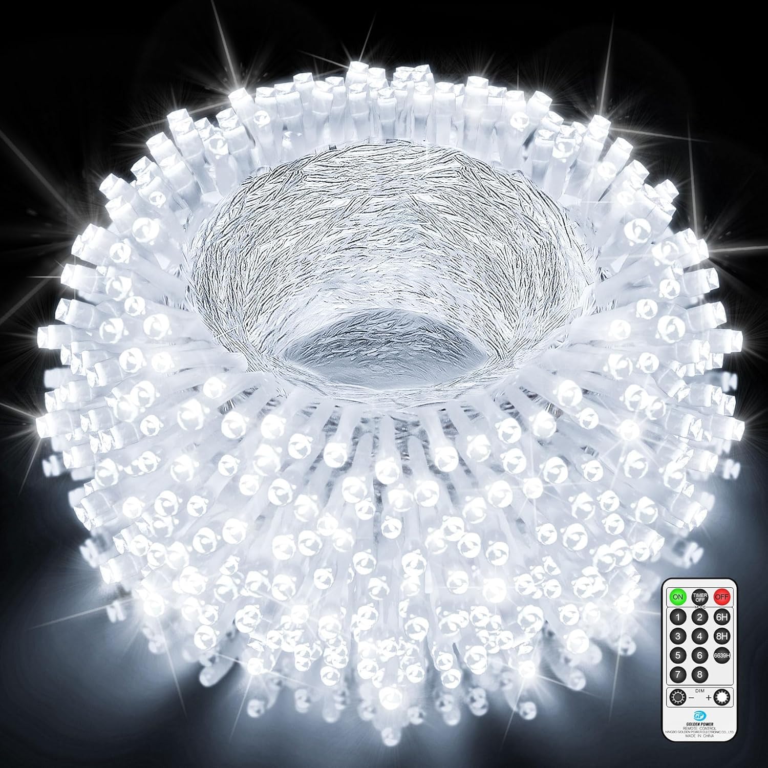 Jxledayy 1000 Led 403 Ft Cool White Christmas Lights - Waterproof, 8 Modes, Timer, Clear Wire