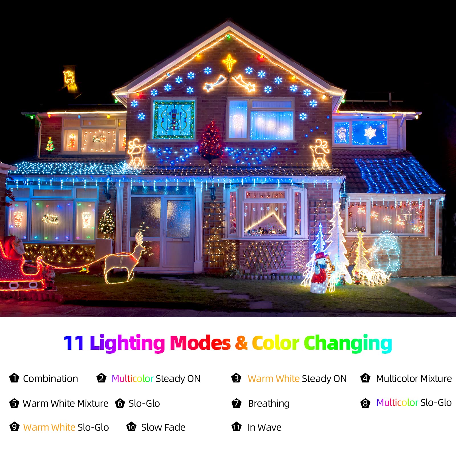 Chuya Halloween Christmas String Lights 500 Led Light Color Changing Warm White & Muticolor 11 Modes Ul588 For Christmas Tree Li