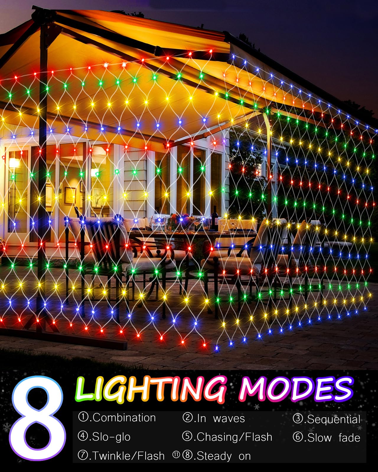 12Ft X 5Ft Christmas Net Lights, 360 Led Net Lights With 8 Modes, Connecable, Timer, Waterproof Halloween Lights Outdoor Bush Me