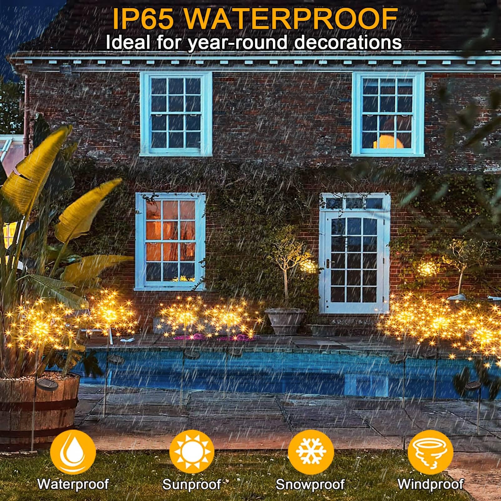 Yowin Solar Fireworks Lights 2 Pack 120 Leds Solar Garden Outdoor Lights, 8 Modes Tall Sparkler Yard Lights Waterproof Dandelion