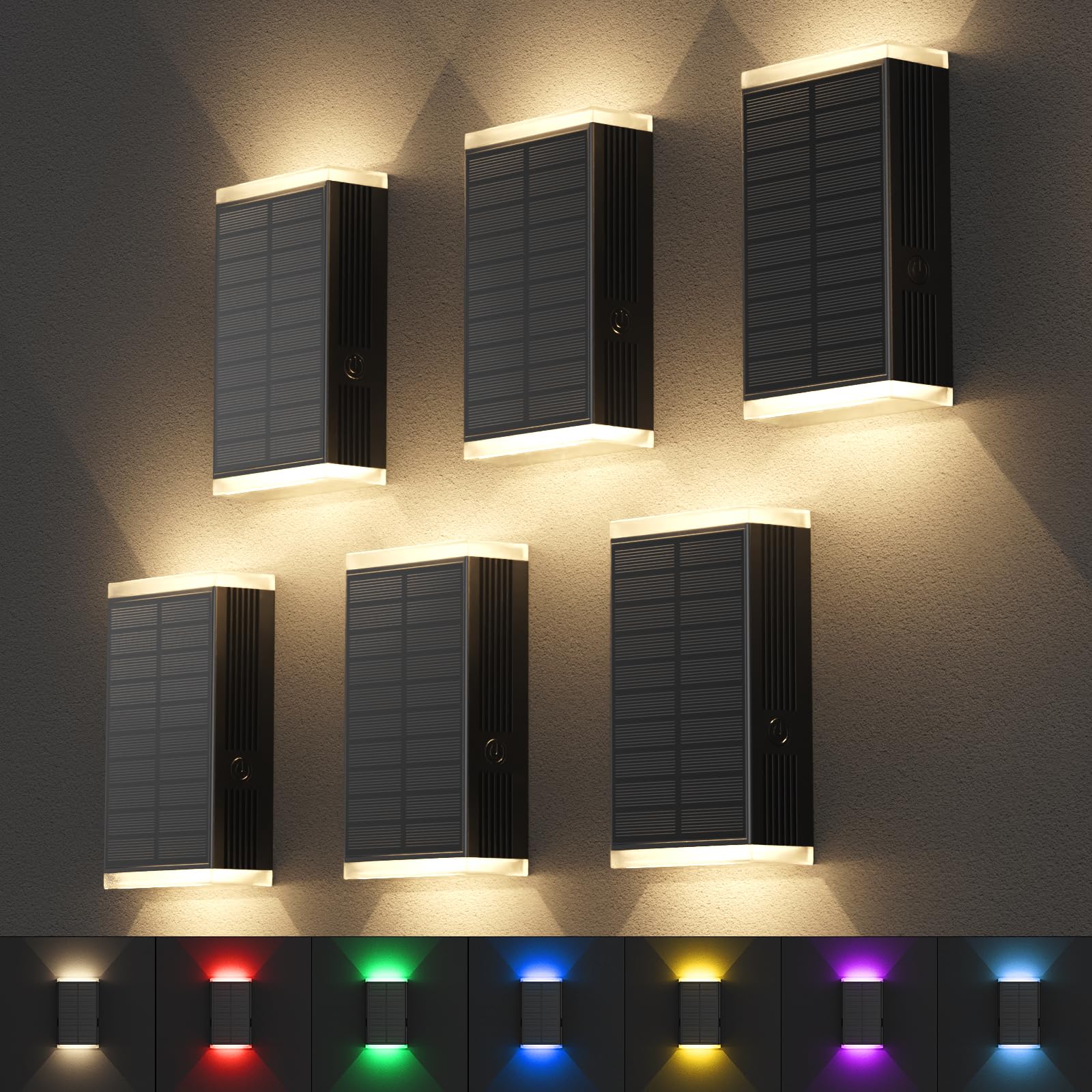 Solar Lights Outdoor 8 Lighting Modes Dusk To Dawn Lighting Wall Sconce Ip67 Waterproof Up And Down Solar Wall Light Front Door Light For House  Garage  Porch Doorway Fence Festival Decor (6 Pack)