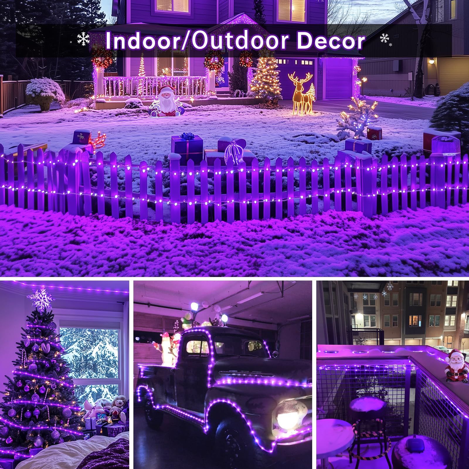 Jmexsuss 200 Led Purple Halloween Lights - 66 Ft Indoor/Outdoor Waterproof Purple Rope Lights For Outside Decorations  Garden  Patio  Christmas Tree