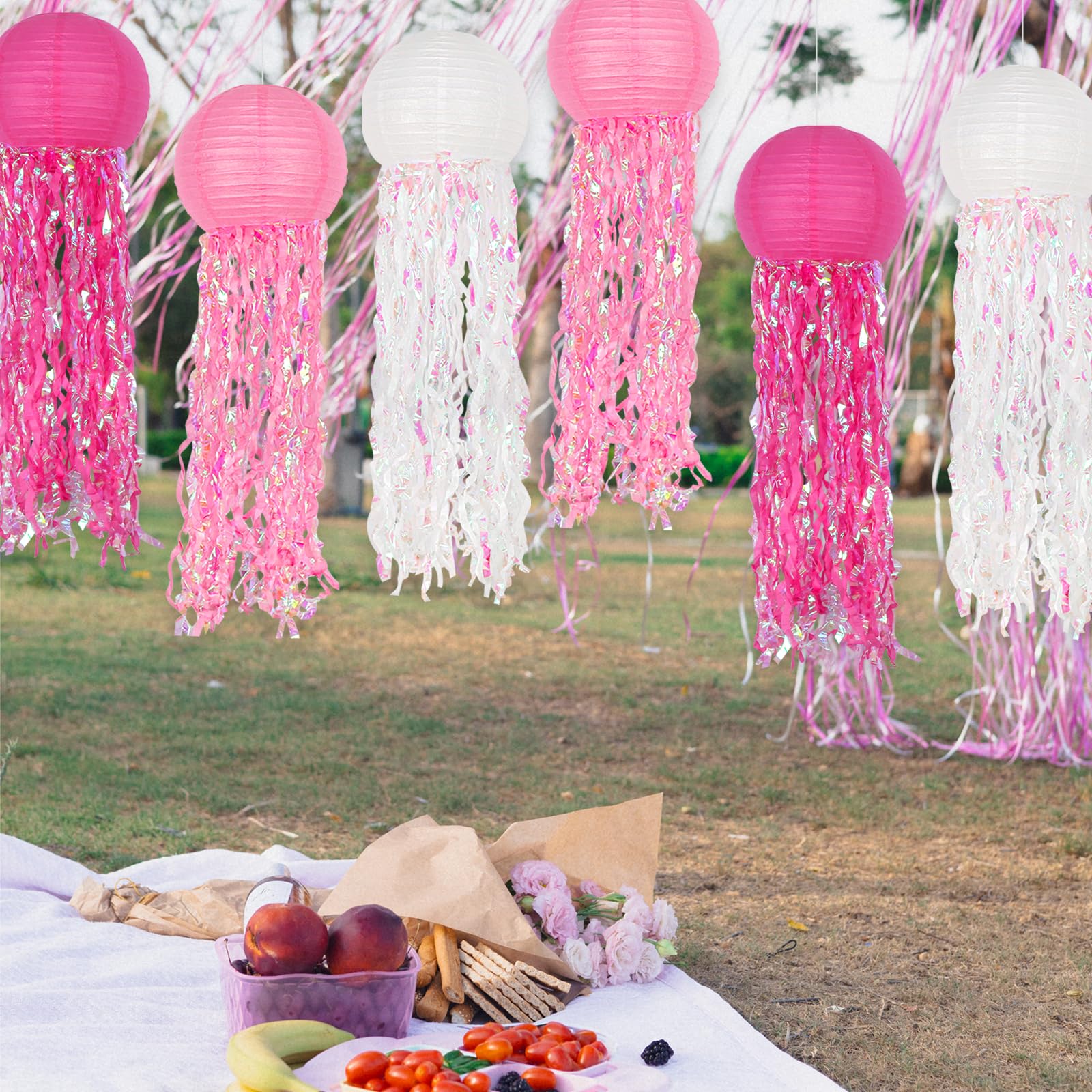 Hanging Jelly Fish Decoration, Pink Jellyfish Paper Lanterns - Jellyfish Decor For Mermaid Theme Party & Under The Sea Ocean Bir