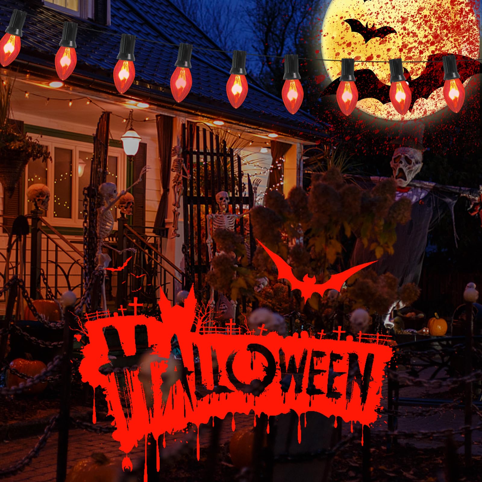 Flickering Flame Light Bulbs, Flame Shaped Bulb Dances With A Flickering Orange Glow, Flickering Candelabra Light Bulbs Decorative Night Light For Halloween Party, 25Pack