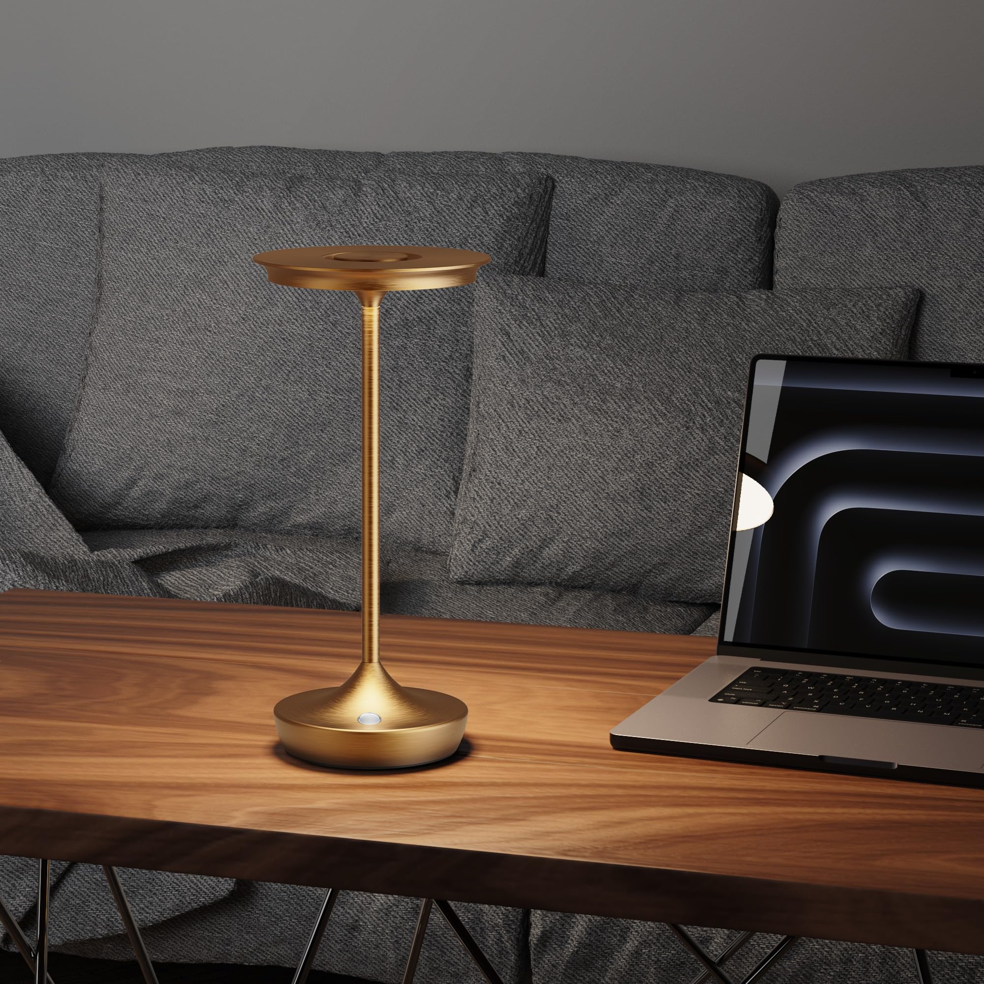 SHANGCAI LED Rechargeable Cordless Table Lamp - Portable 3-Color Dimming Light, Battery Operated, Bronze Finish for Outdoor & Indoor Use