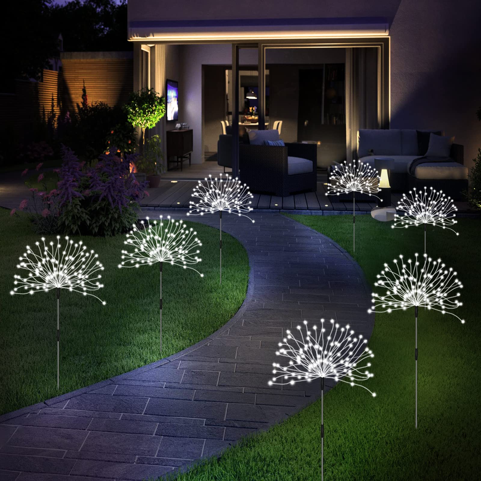 Unihoh Solar Garden Lights Outdoor, 4 Pack 120 Led Waterproof Decorative String Lights 8 Modes With Remote Diy Outdoor Decor For