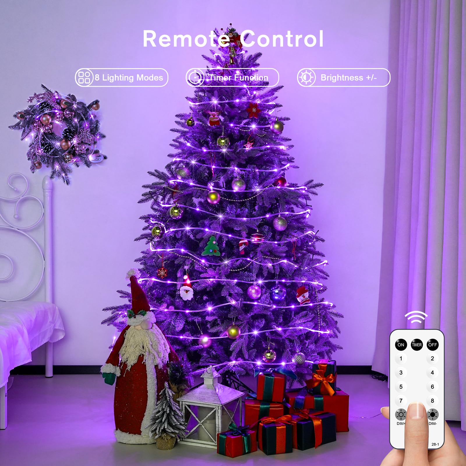 Jmexsuss 200 Led Purple Halloween Lights - 66 Ft Indoor/Outdoor Waterproof Purple Rope Lights For Outside Decorations  Garden  Patio  Christmas Tree