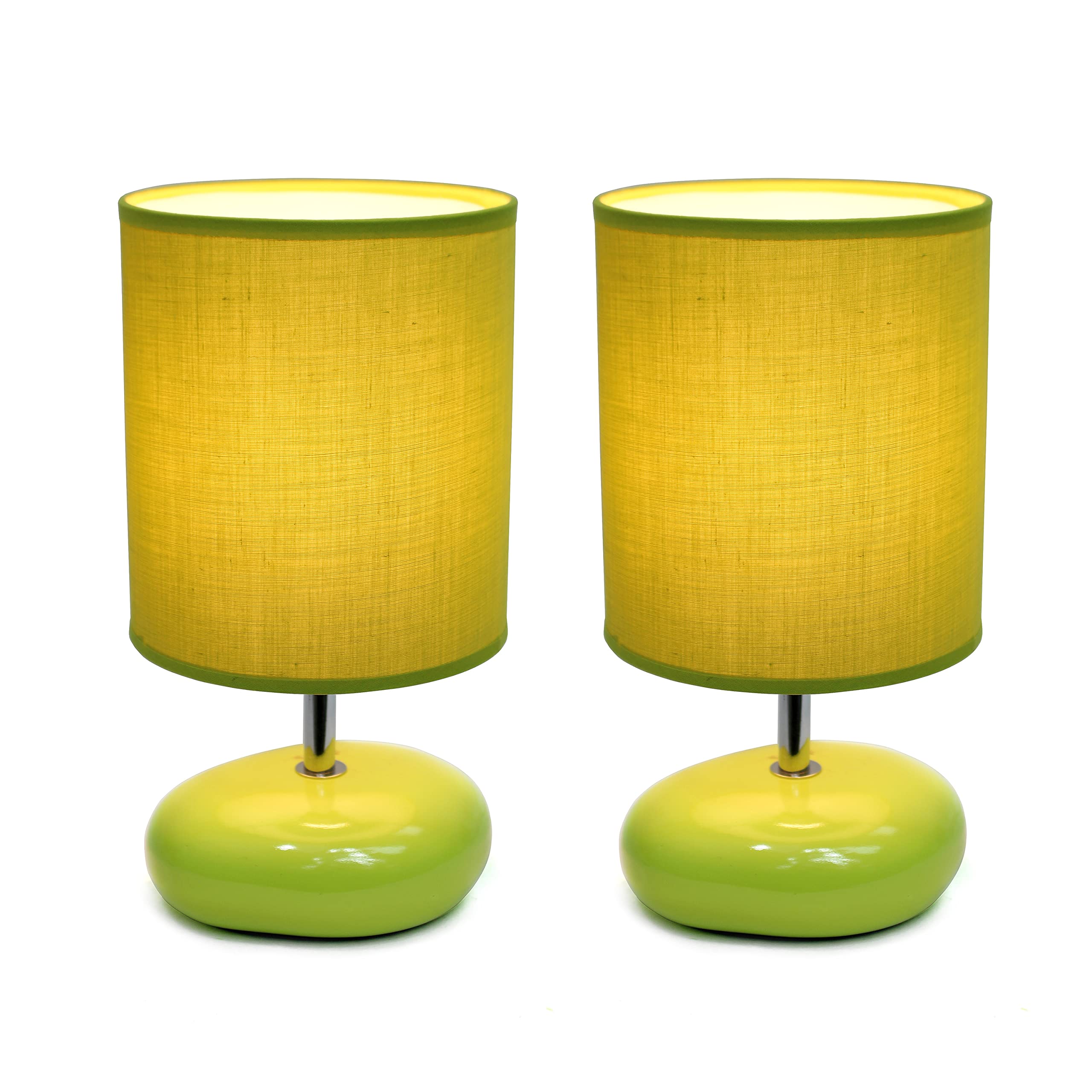 Simple Designs Lt2005-Grn-2Pk Stonies Small Stone Look Table Desk Bedside 2 Pack Lamp Set, Green