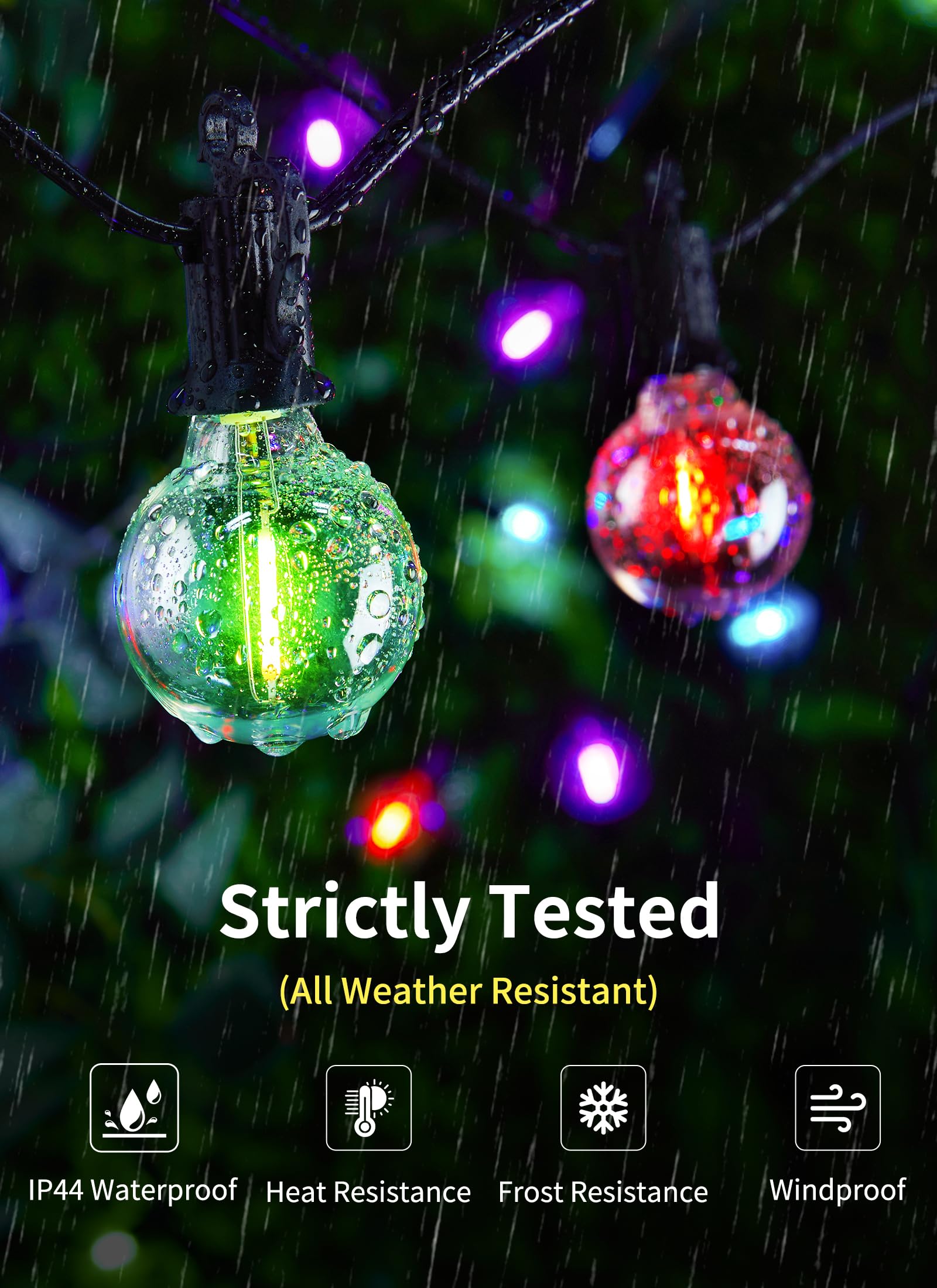 Brightown Rgbw Outdoor String Lights, 25Ft Led Patio Lights With Remote And Timer, Commercial Grade Waterproof Hanging Lights Wi