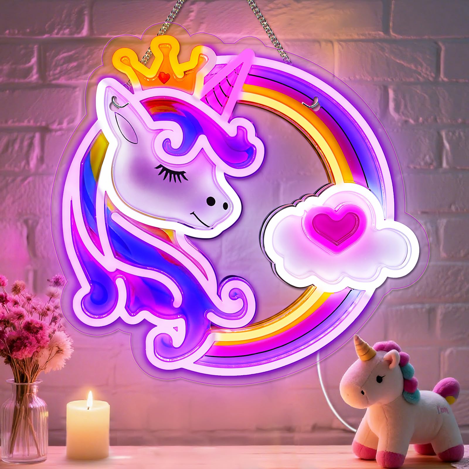 Unicorn Neon Sign For Wall Decor 10 Adjustable Dimmable Colorful Rainbow Unicorn Neon Lights For Girls Room Usb Powered Unicorn Led Signs For Bedroom Kids  Unicorn Lights Gifts For Christmas Birthday