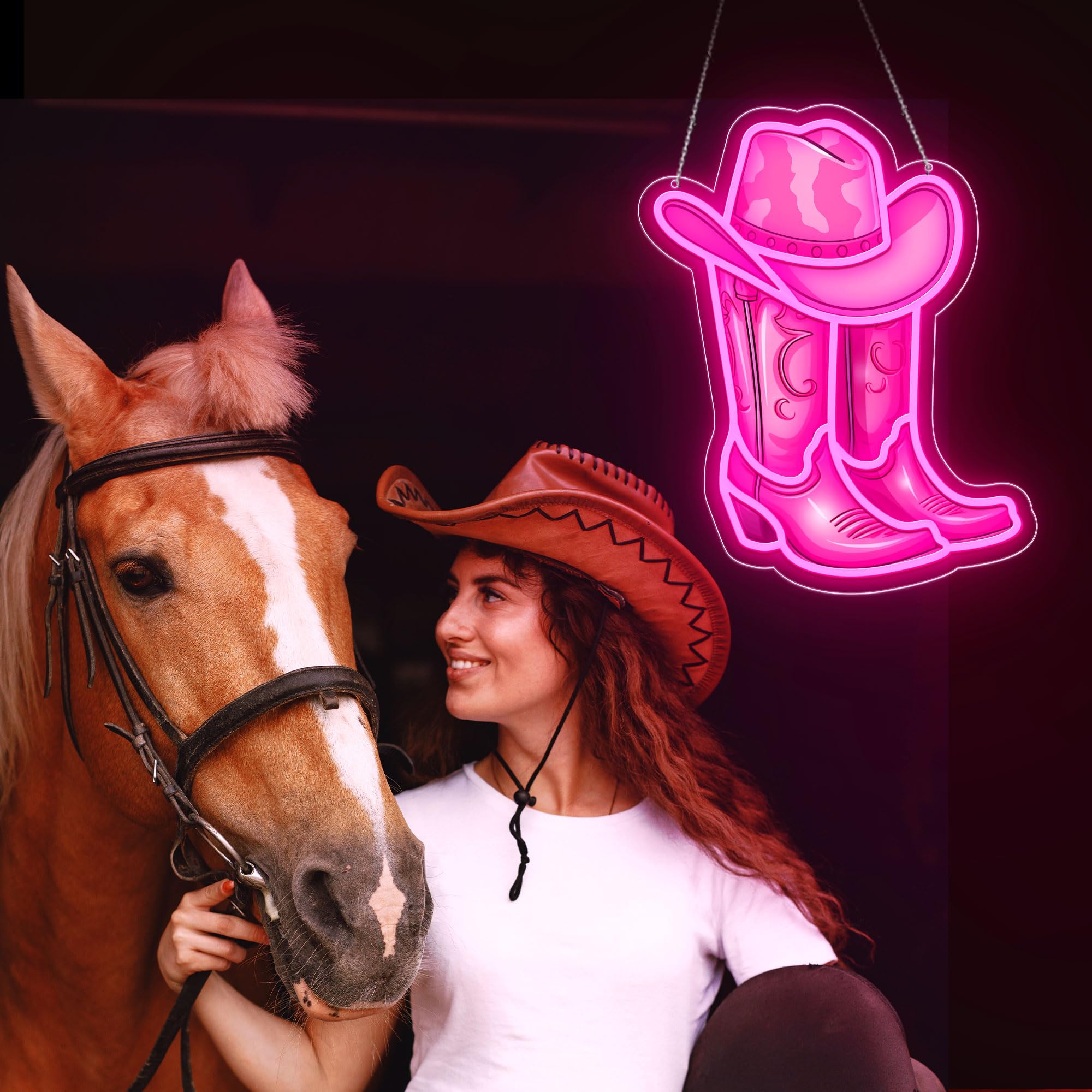 ZLOOREE Neon Cowboy Boot Sign - Pink LED Wall Decor, 13.5 x 11 Inches, Silicone Material, Perfect for Game Room, Bedroom, Party, or Gifts