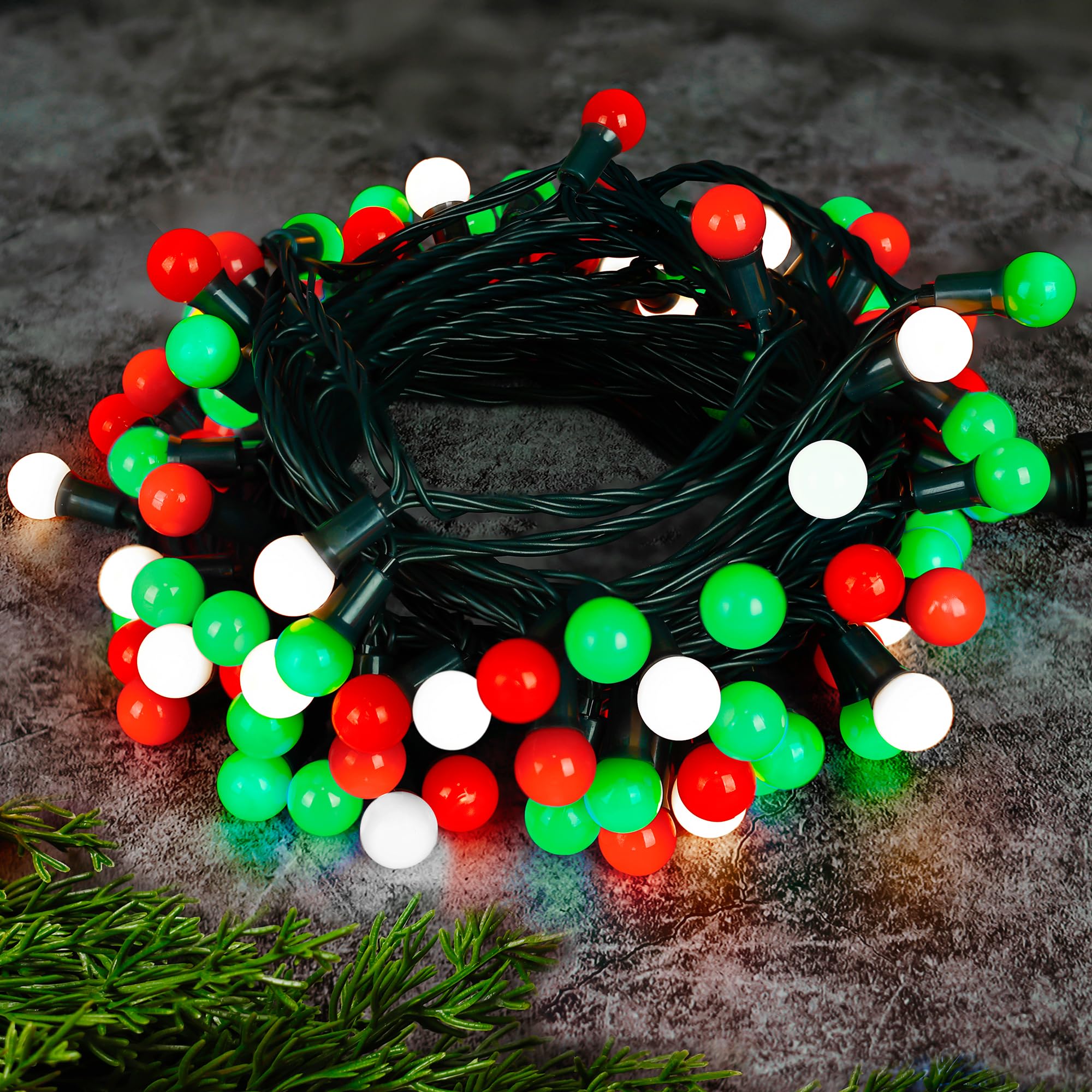 RECESKY 100LED G15 Christmas String Lights - 39ft Globe Fairy Lights with Timing Function, Connectable, 8 Modes Christmas Lighti