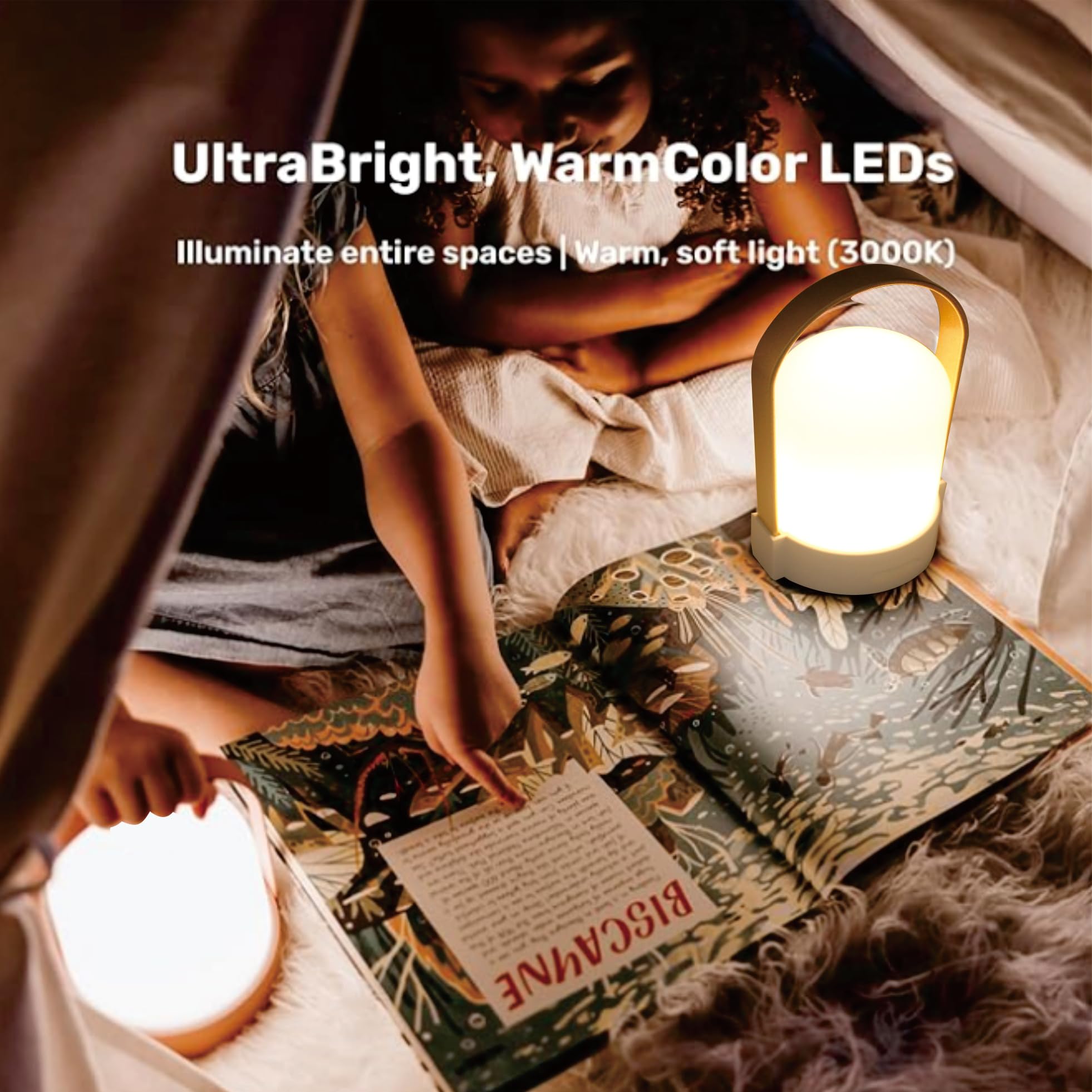 Yoniku Portable Rechargeable Lamp Indoor Outdoor Emergency Light Battery Powered Lamp Outdoor Rechargeable Lamp Handheld Camping Lantern Portable Nightlight Camping Lamp (6.2Inch, Gold Handle)