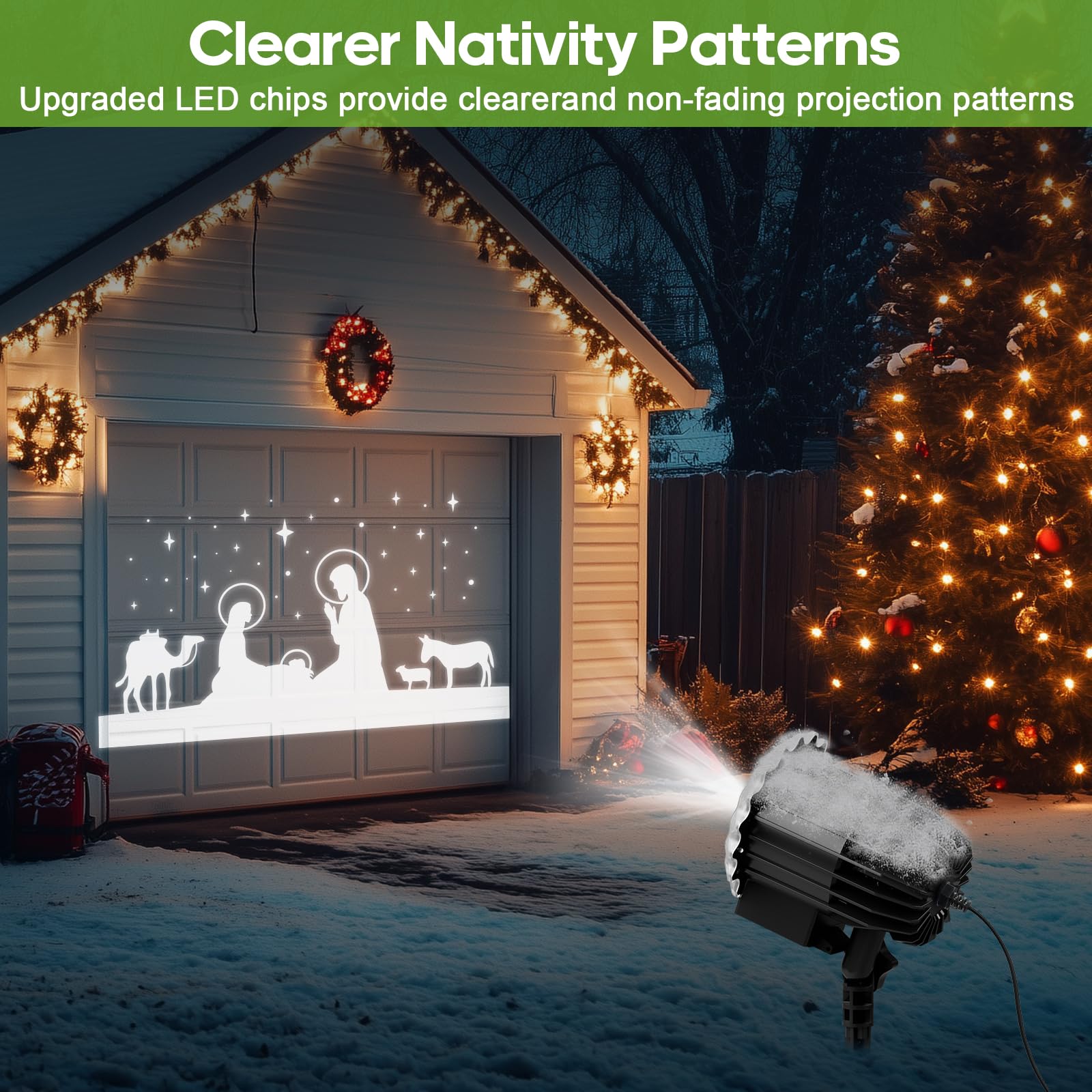 Christmas Nativity Scene Projector Lights Outdoor Indoor,Waterproof Holiday Projector With Stars,Christmas Decorations Light For