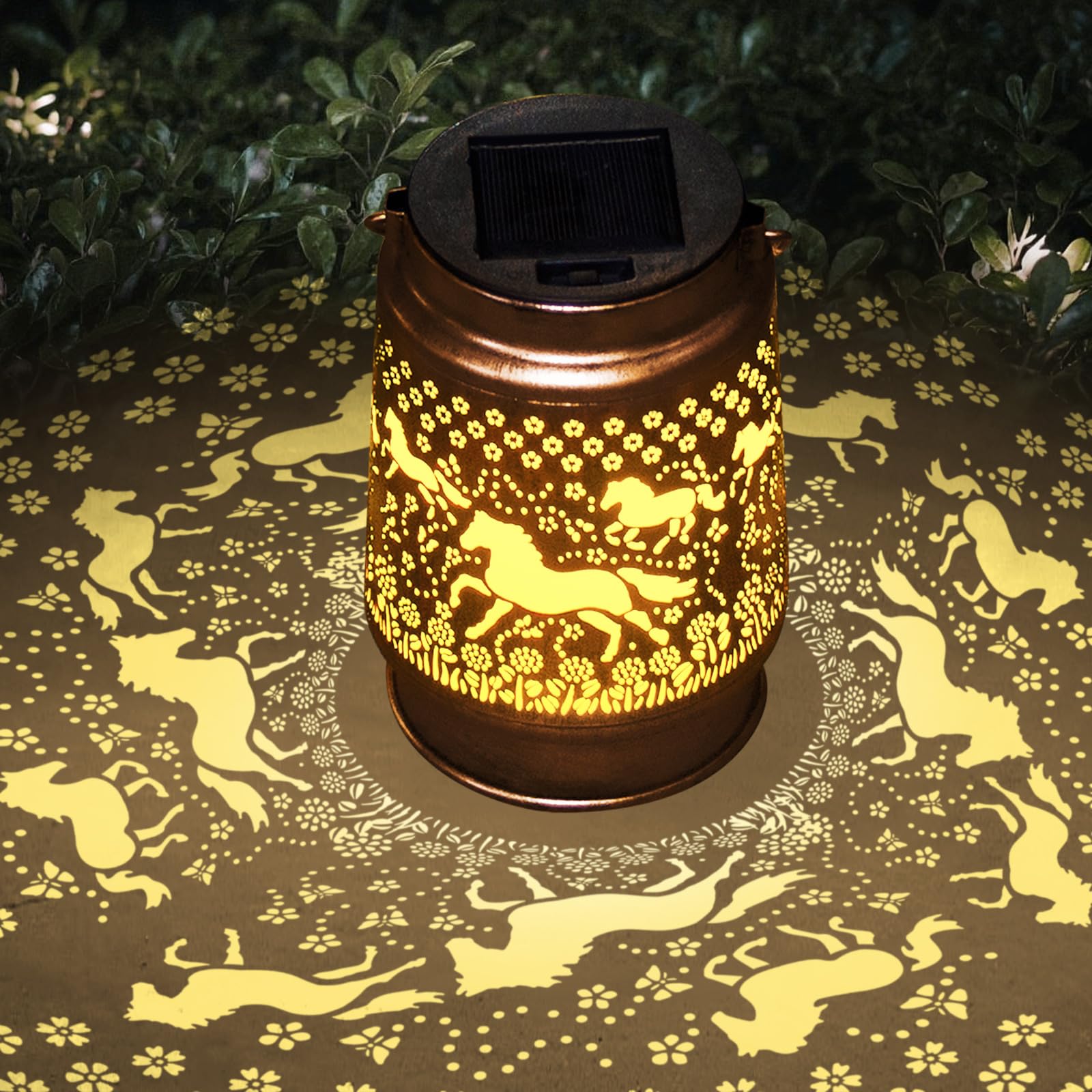 Horse Solar Lanterns Outdoor Garden Decor Mothers Day Gift Horse Metal Horse Decorative Lantern for Yard, Patio, Lawn,Pathway,