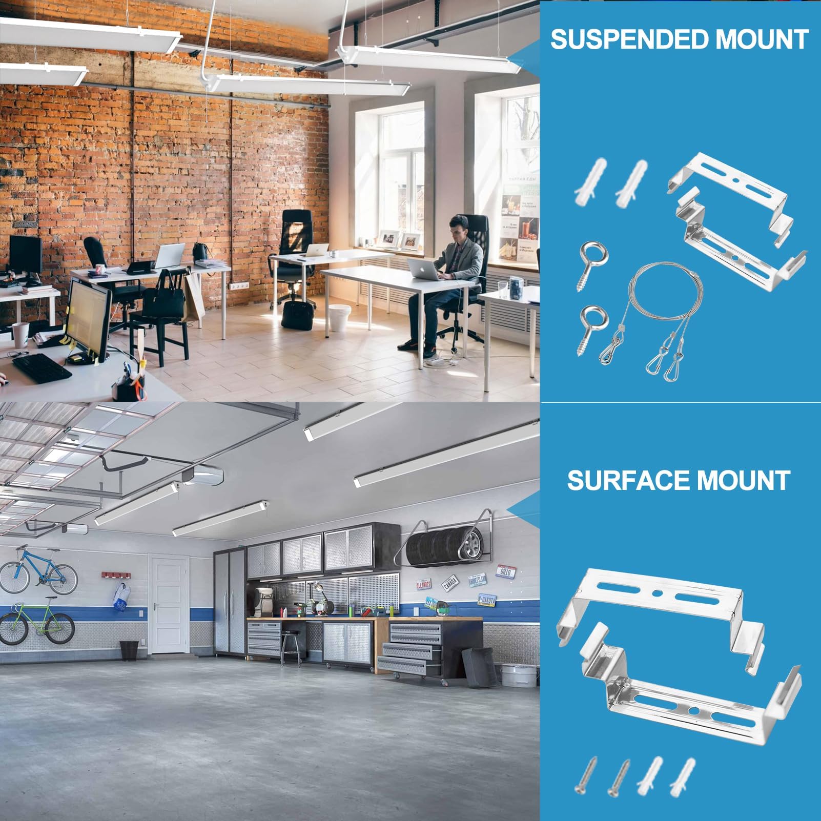 Upgraded 8 Pack 4Ft Linkable Heavy-Duty Led Shop Light With Pull Chain, 50W 7500Lm 100-277V 5000K Shop Lights Led 4Ft Plug In Fo