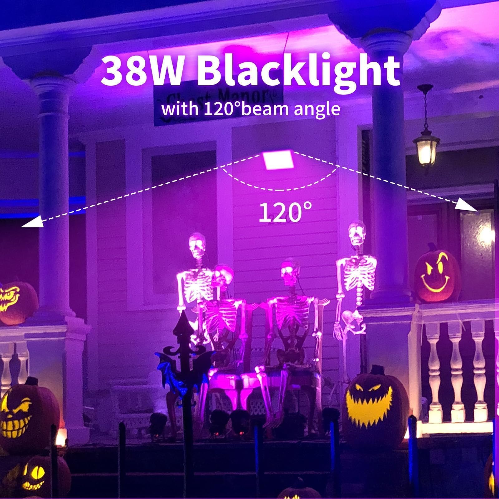 Thecham 38W Led Black Light, Ip66 Waterproof, 5Ft Plug & Switch, Perfect For Halloween Parties