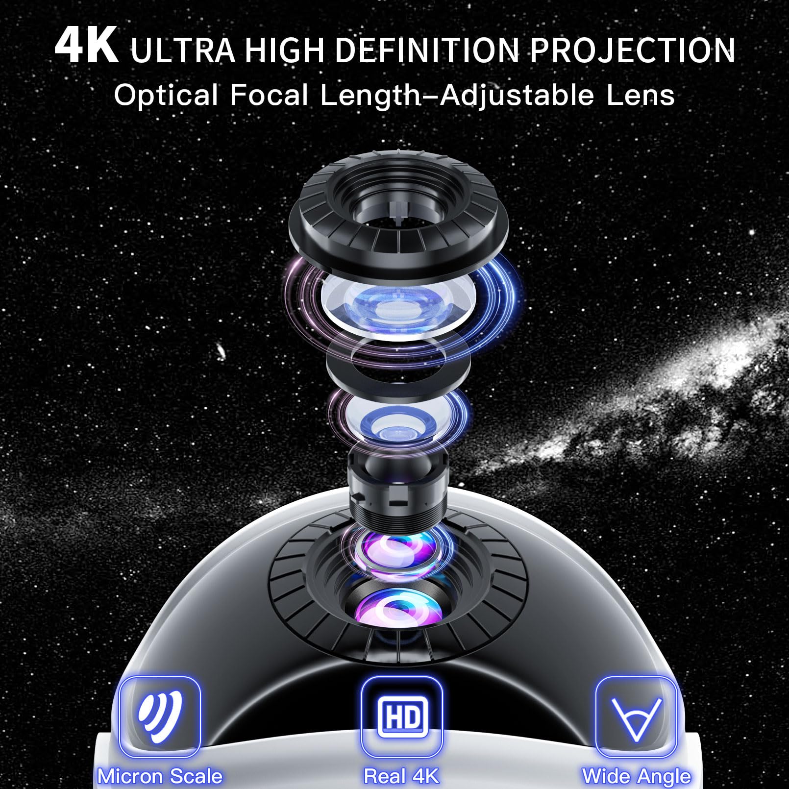 Chiclew 4K Astronaut Galaxy Projector, 360° Star Projector For Kids, Milky White Night Light