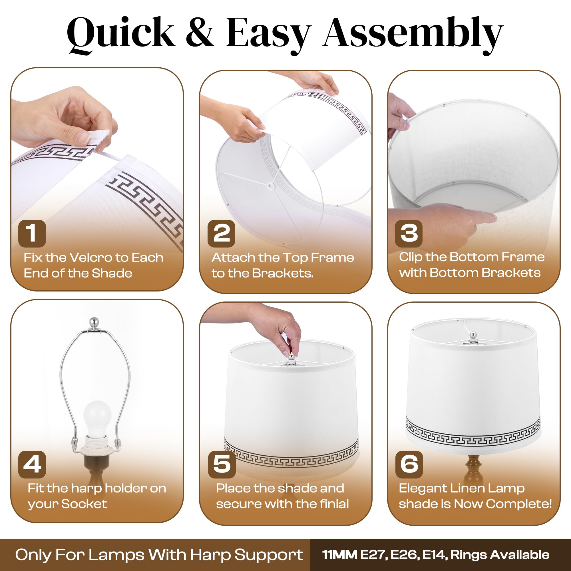 White Lamp Shades Set Of 2 For Table Lamps11.6    Top X 12.6    Bottom X 9.8    Height, Medium Hand Crafted Linen Fabric With Cl