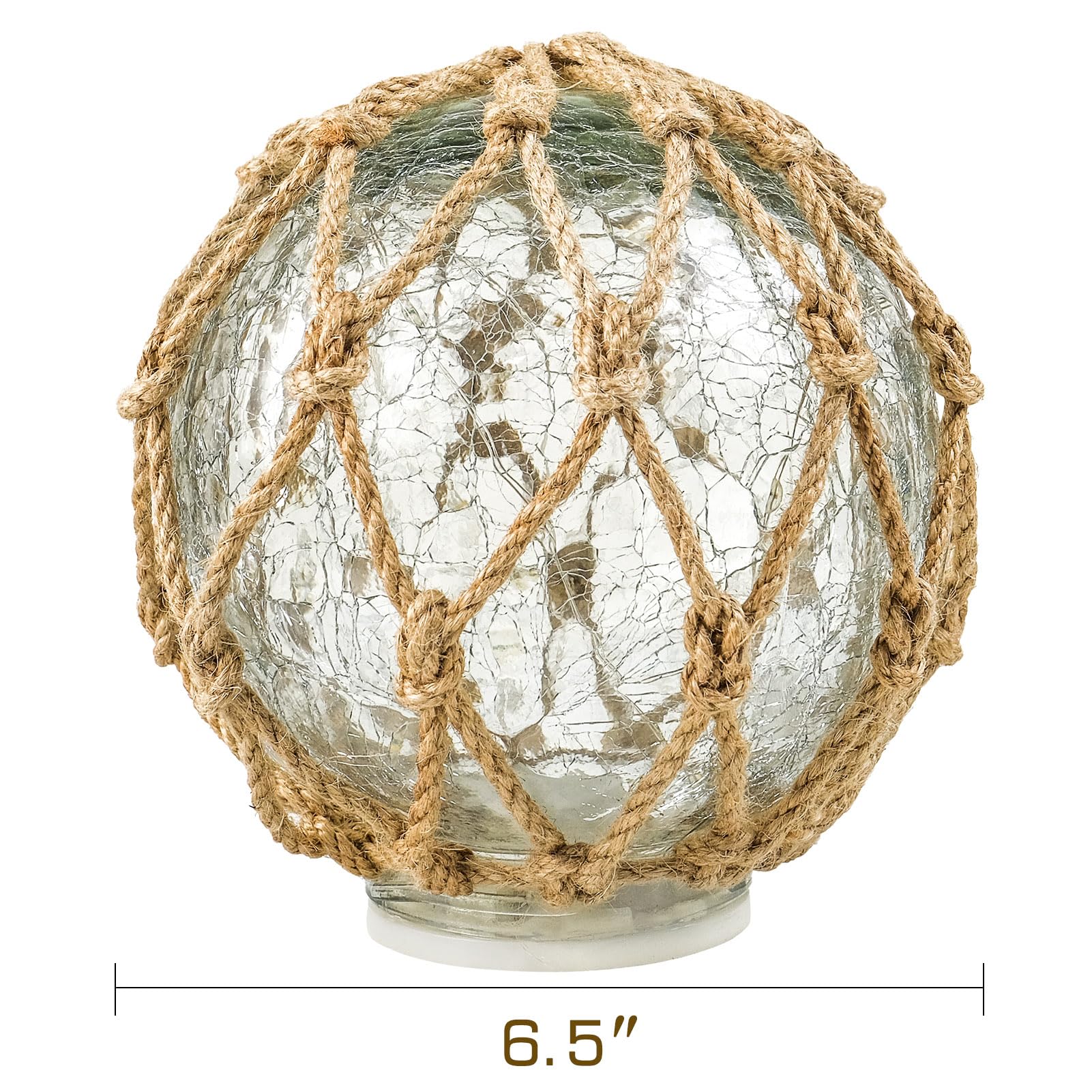 Sailingstory Glass Fishing Float Nautical Lamp Coastal Beach Decor 6&quot; Cracked Glass Ball Night Light