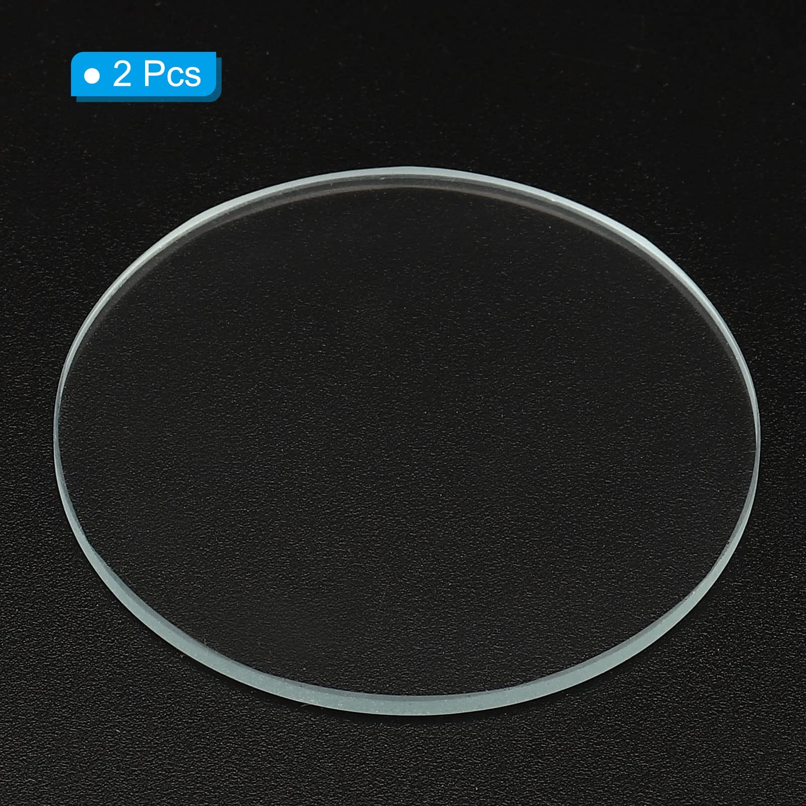 Patikil 1.51X0.06 Dia Flashlight Glass Lens, 2 Pcs Polished Edge Glass Lens For Led Light Source Lens Handheld Flashlight Replac