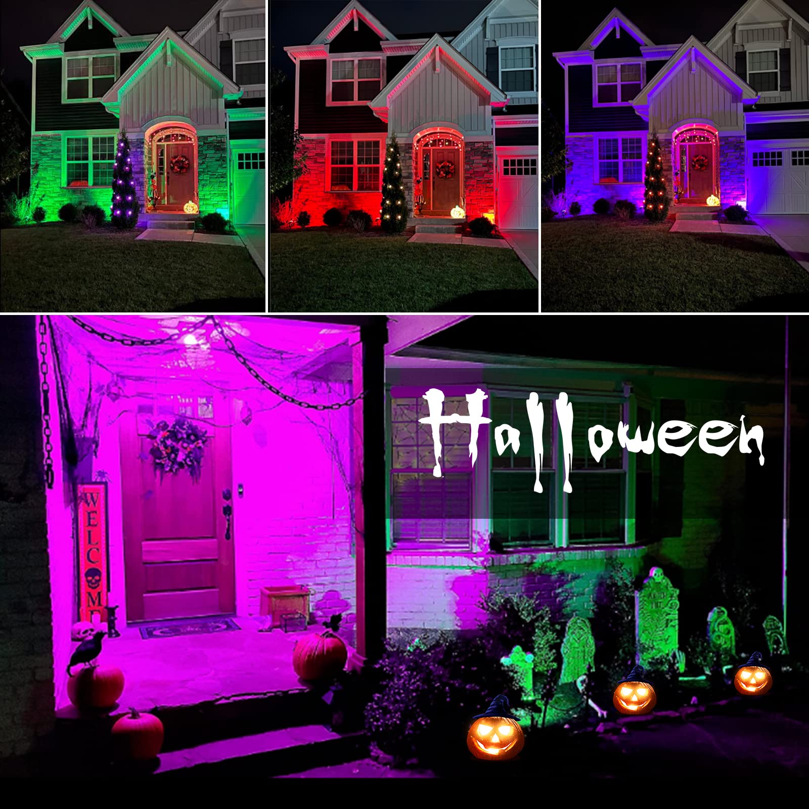 Jior 32 LED Solar Outdoor Lights - 7 Color Modes, IP67 Waterproof, 2-in-1 Solar Spotlights for Garden, Pool, Yard, Walkway Decor, Multicolor-4